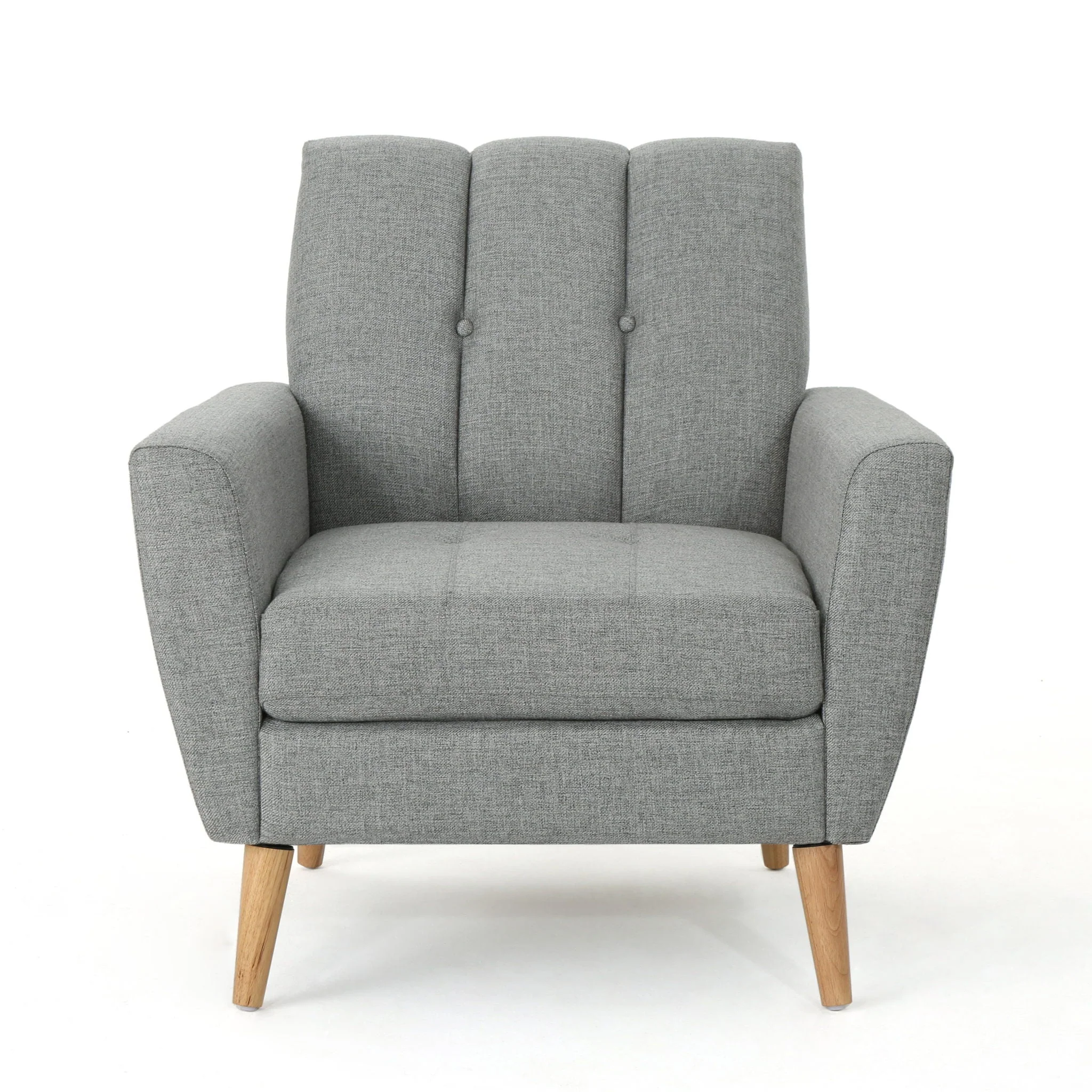 Fabric Channel Stitch Club Chair With Tufted Back - Gray - Image 3