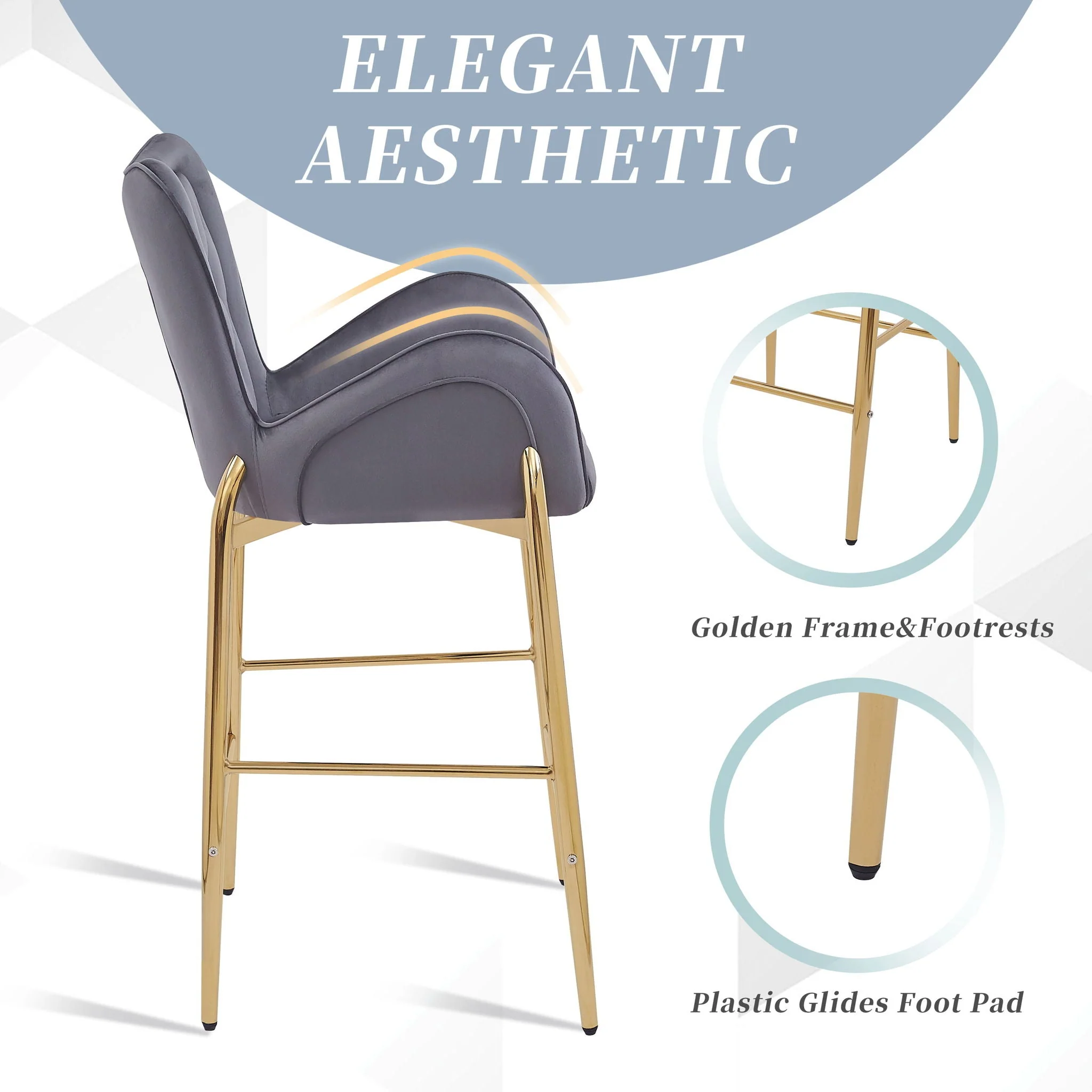 Fabric Counter Height Bar Stools (Set of 2) - Image 32