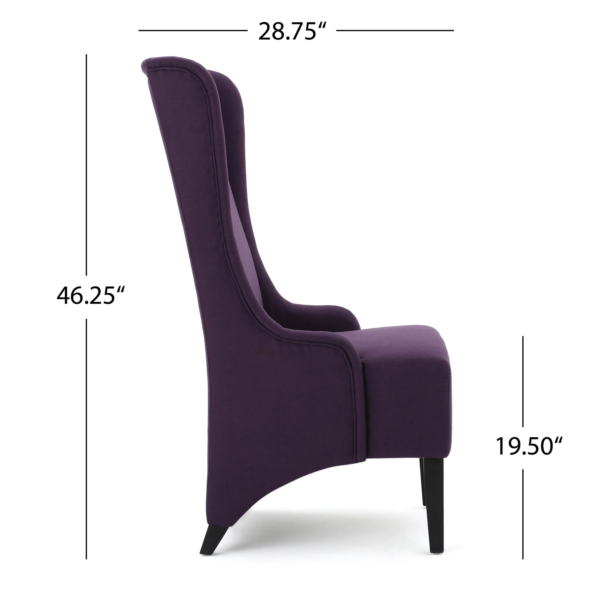 Fabric Dining Chair with High Back and Birch Wood Legs - Plum - Image 3