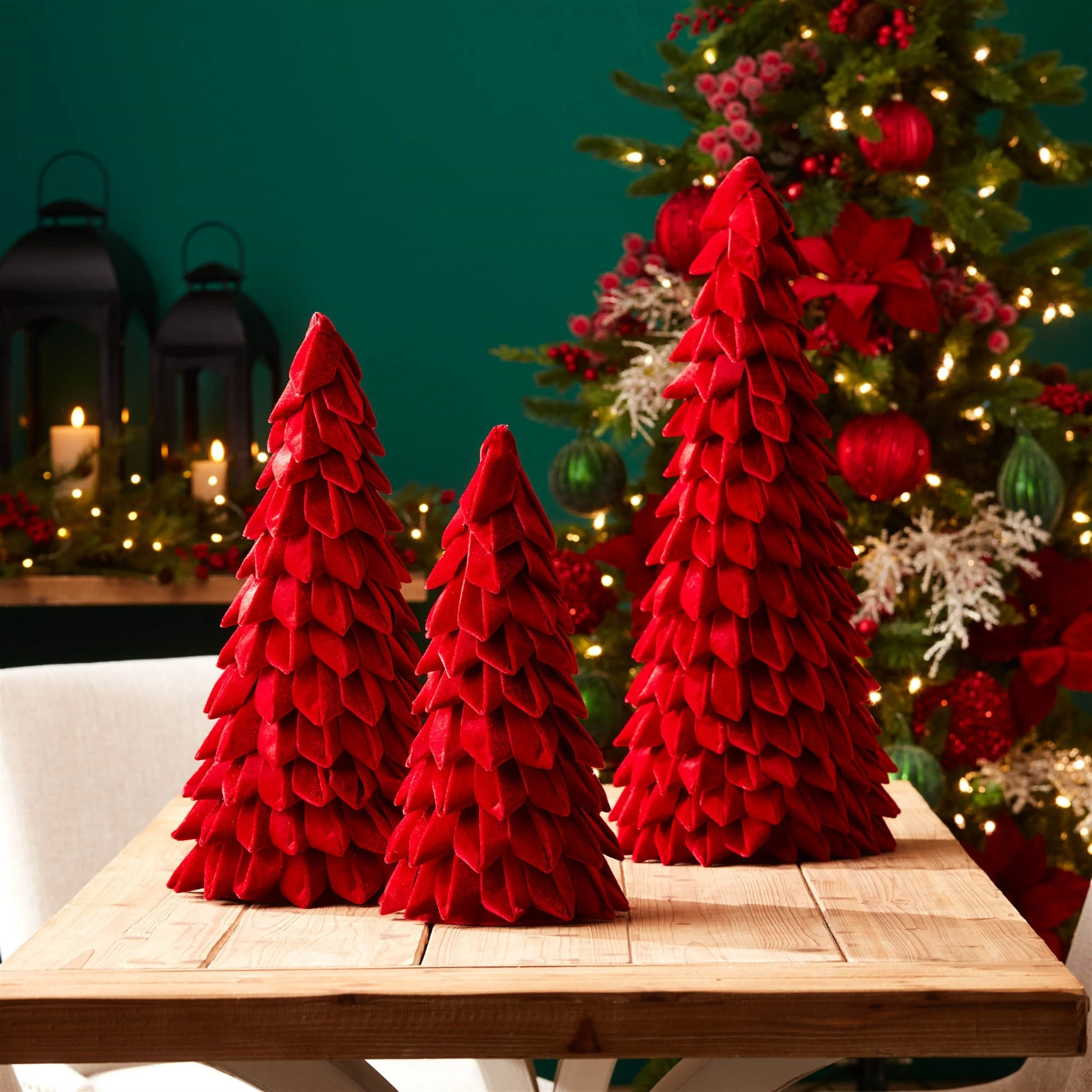 Fabric Pine Tree (Set of 2) - 15.5" + 19.75" H - Image 2