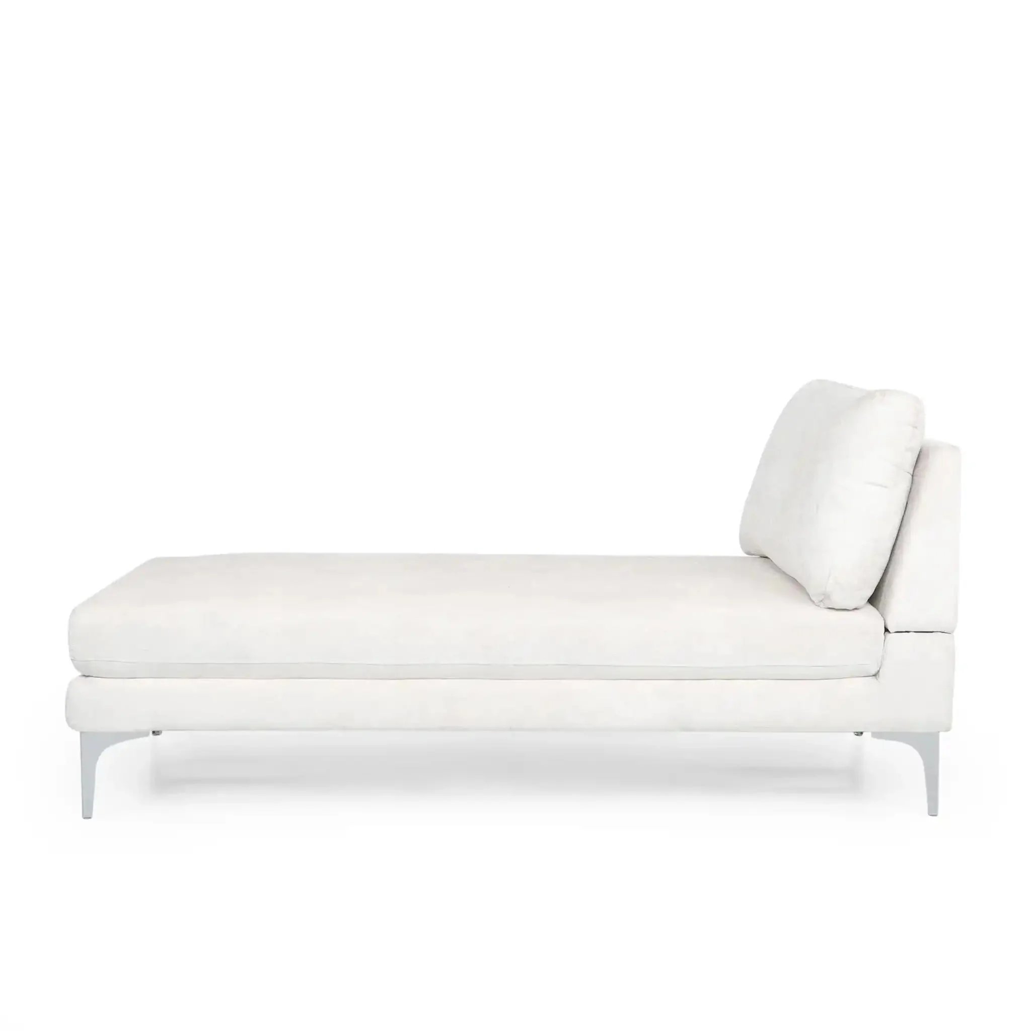 Fabric Upholstered Chaise Lounge With Iron Bracket Legs - Image 2