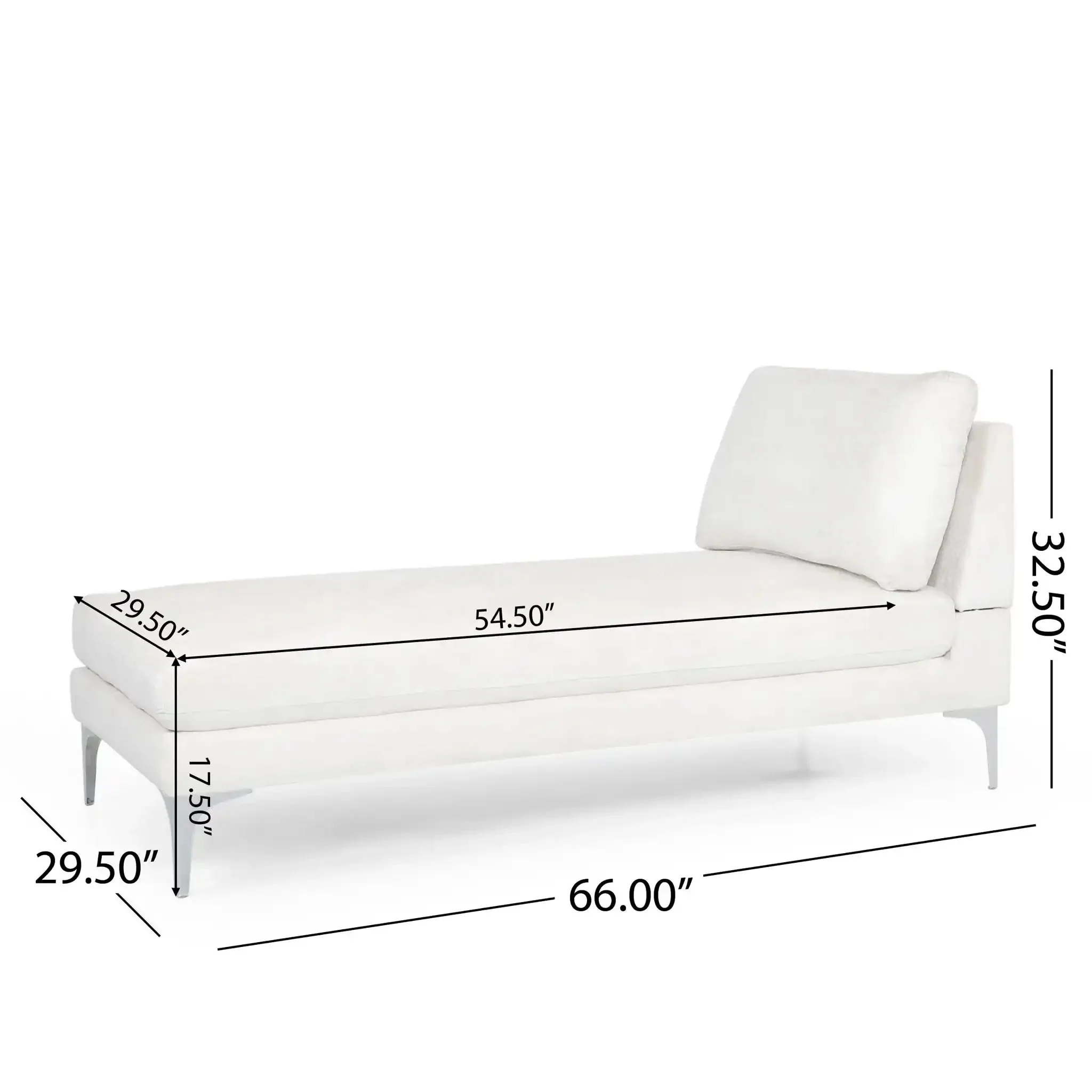 Fabric Upholstered Chaise Lounge With Iron Bracket Legs - Image 4