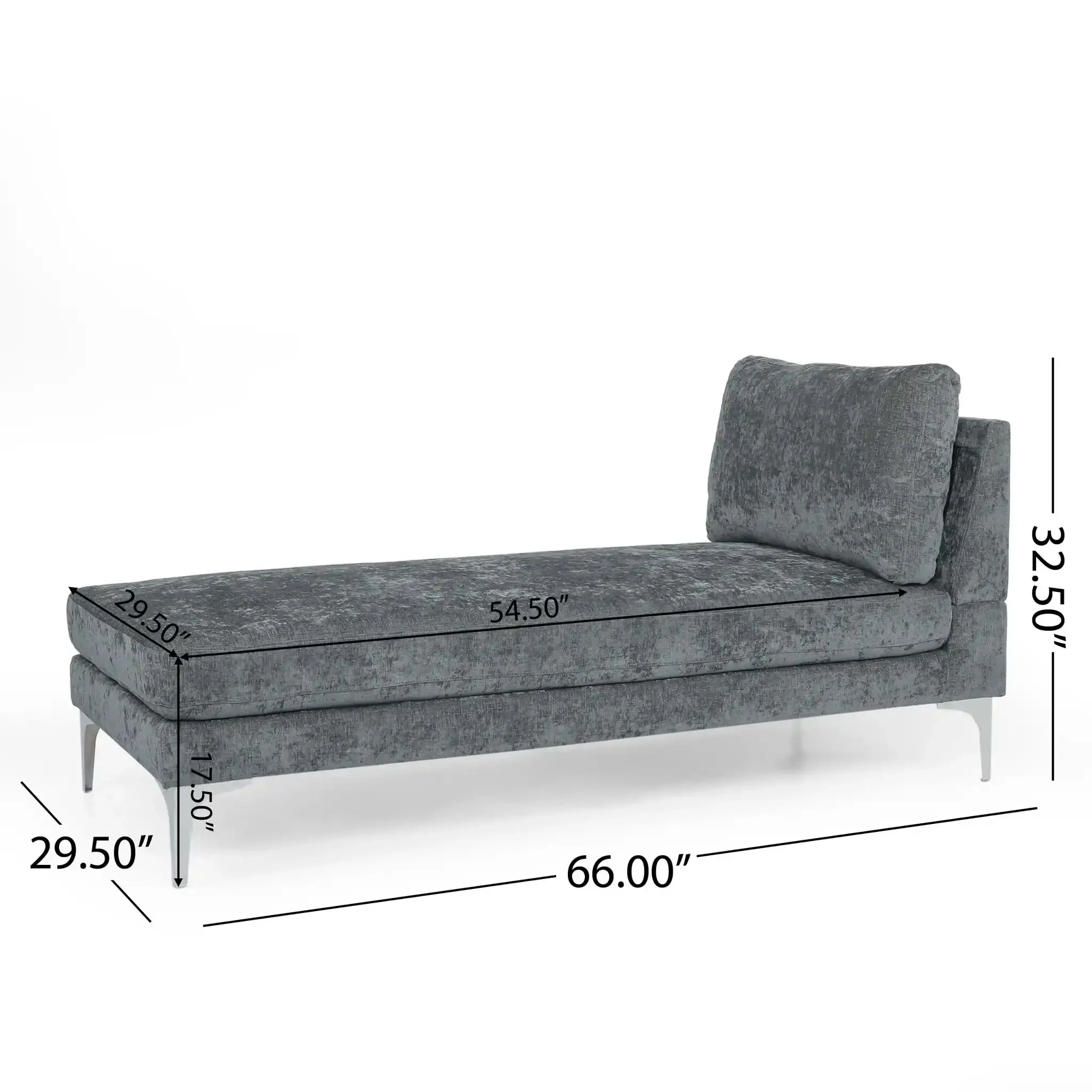 Fabric Upholstered Chaise Lounge With Iron Bracket Legs - Image 8