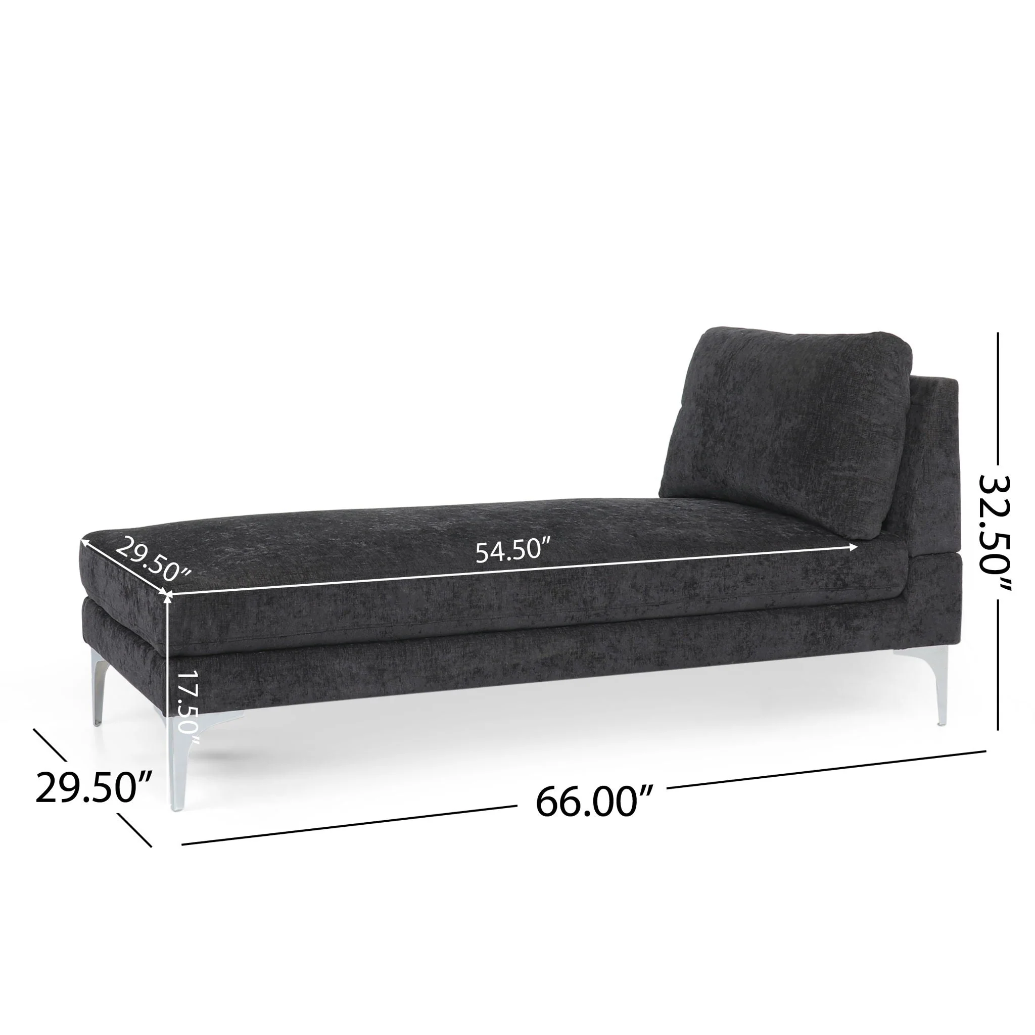 Fabric Upholstered Chaise Lounge With Iron Bracket Legs - Gray - Image 3