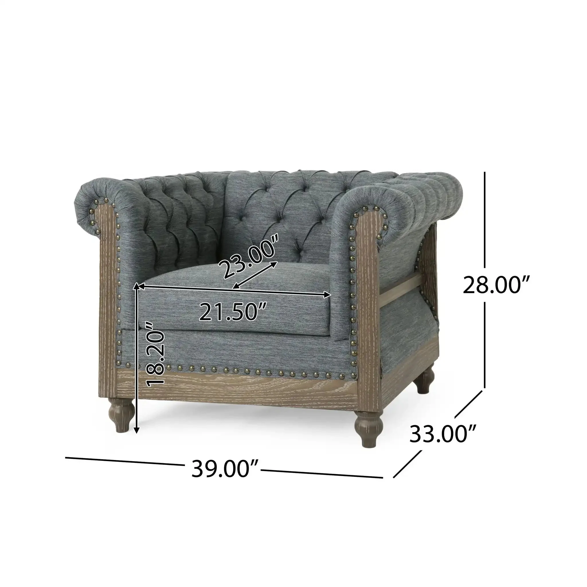 Fabric Upholstered Club Chair With Scrolled Tuxedo Arms - Image 4