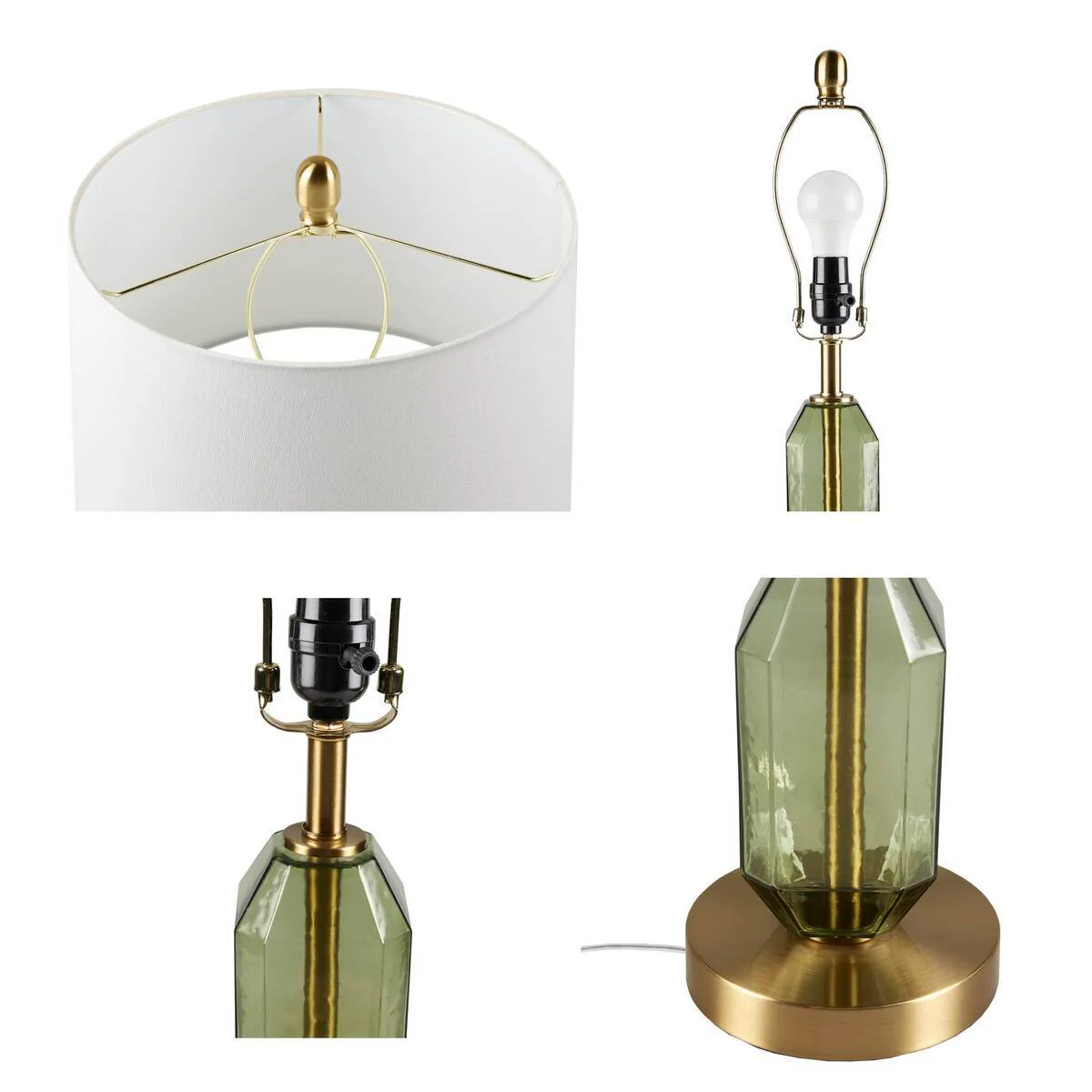 Faceted Green Glass Table Lamp - Image 9