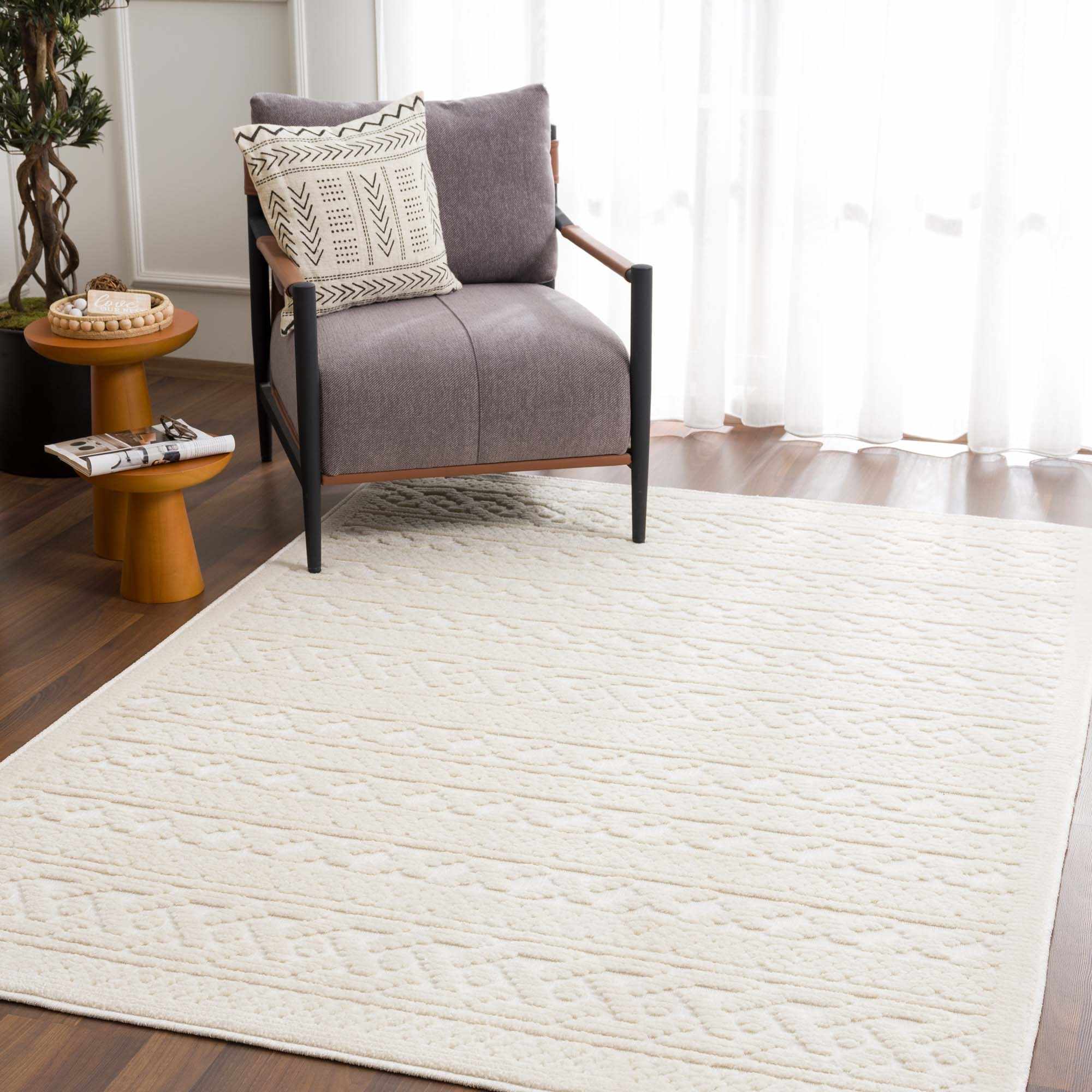 Fadey White 3D Washable Rug - Image 14