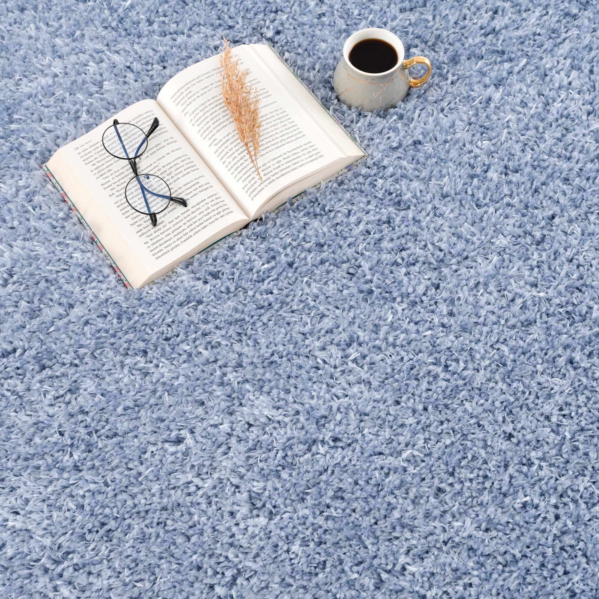 Faina Solid Aqua Shag Washable Area Rug - Clearance - Image 14