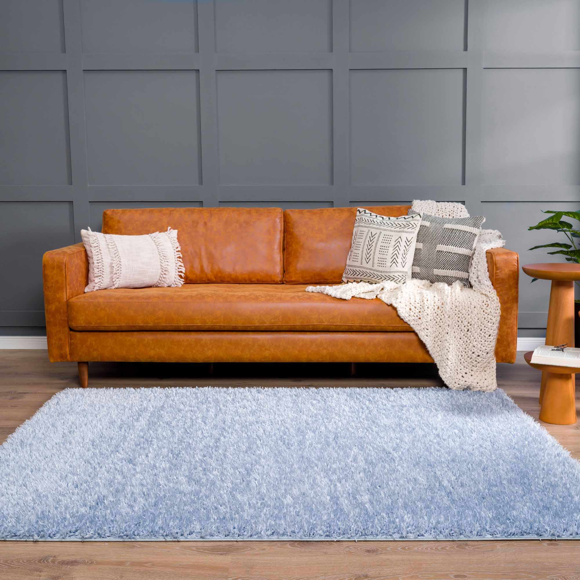 Faina Solid Aqua Shag Washable Area Rug - Clearance - Image 5