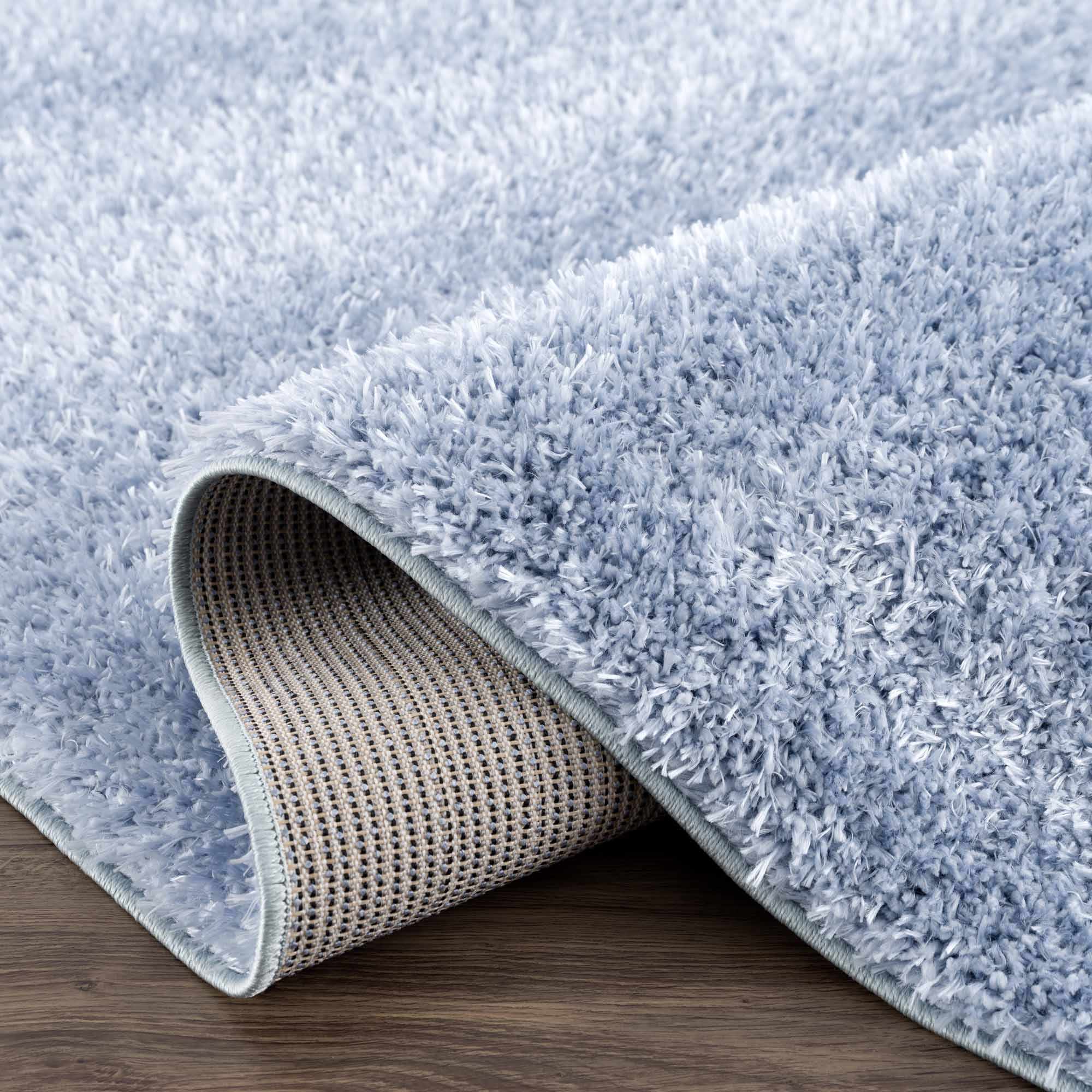Faina Solid Aqua Shag Washable Area Rug - Clearance - Image 8