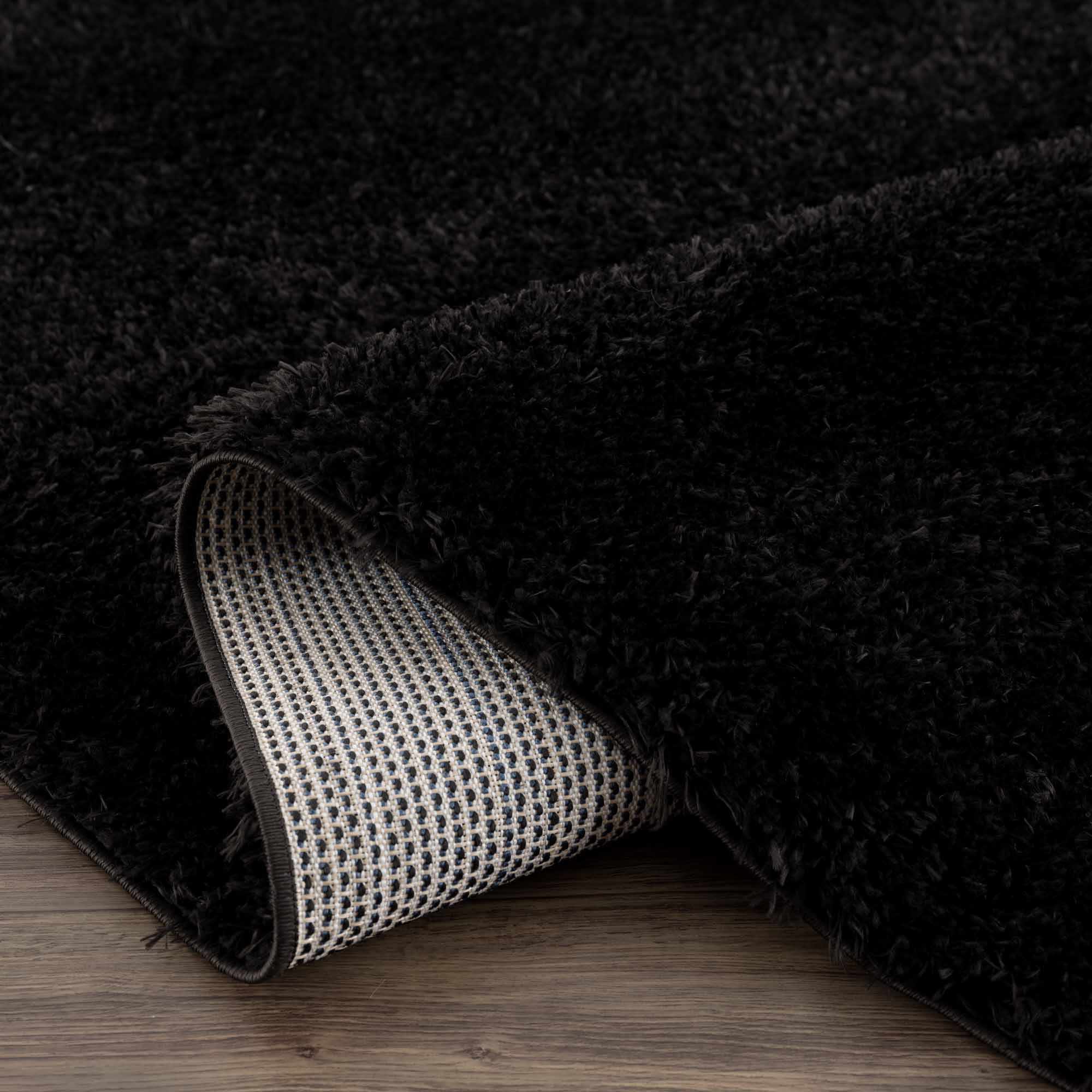 Faina Solid Black Shag Washable Area Rug - Clearance - Image 15