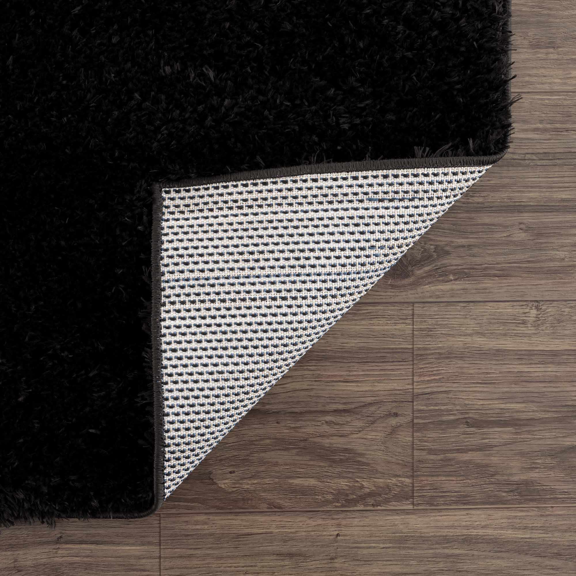 Faina Solid Black Shag Washable Area Rug - Clearance - Image 5