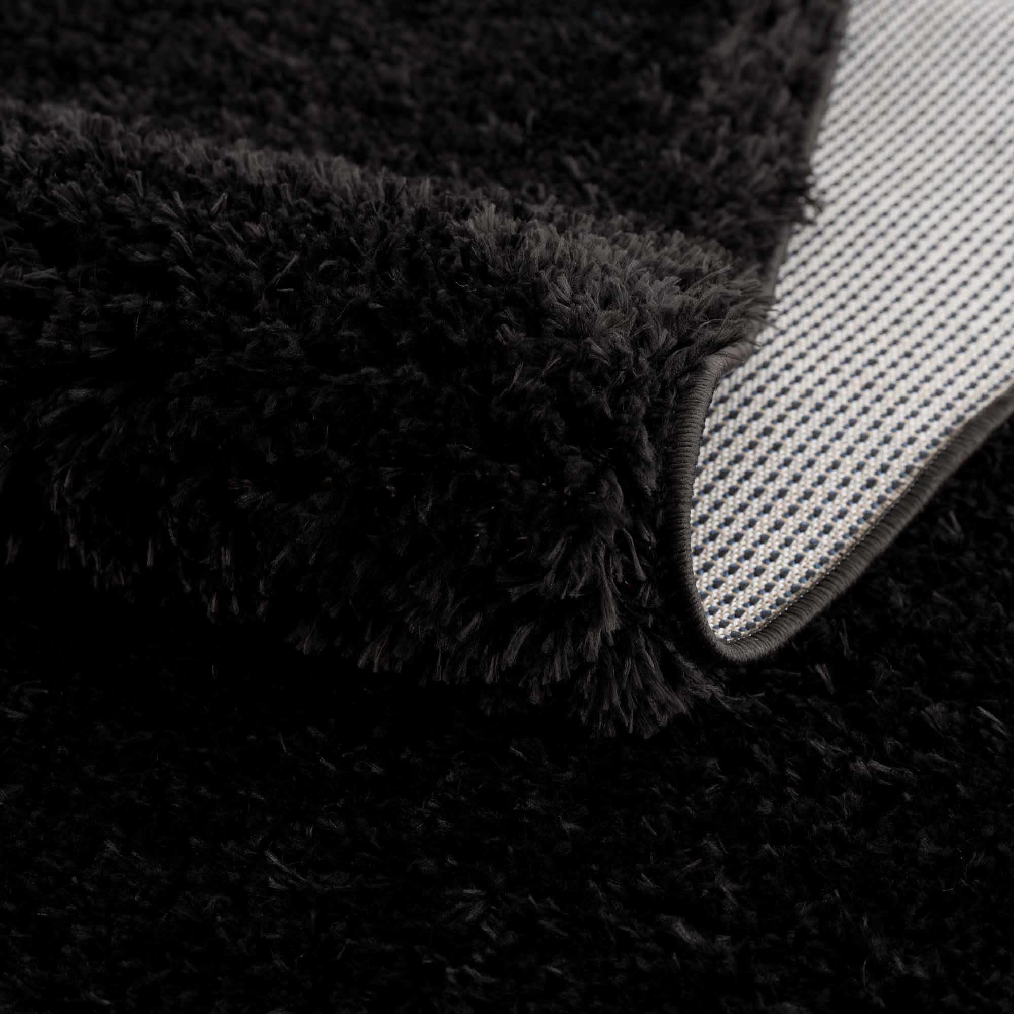 Faina Solid Black Shag Washable Area Rug - Clearance - Image 7