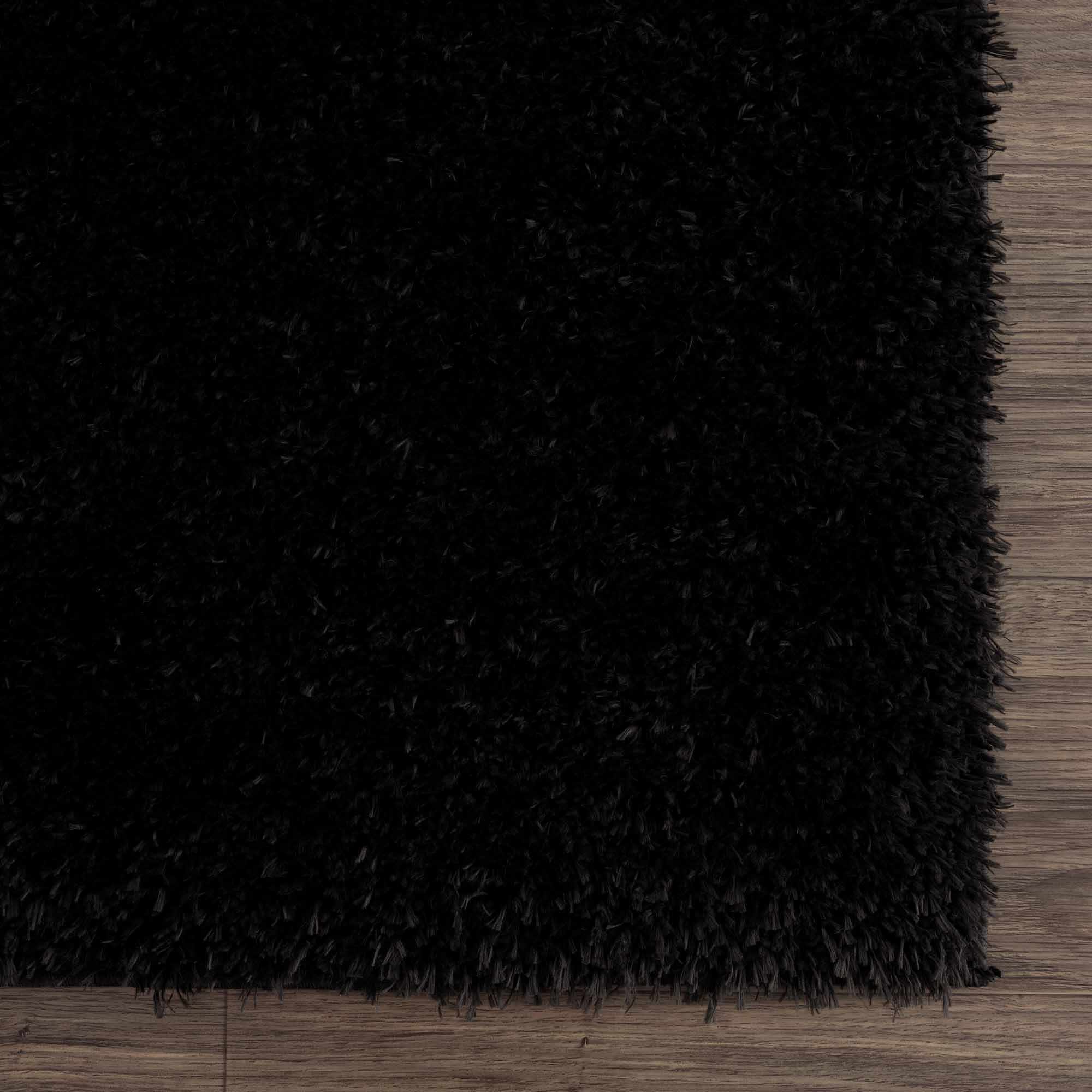 Faina Solid Black Shag Washable Area Rug - Clearance - Image 8