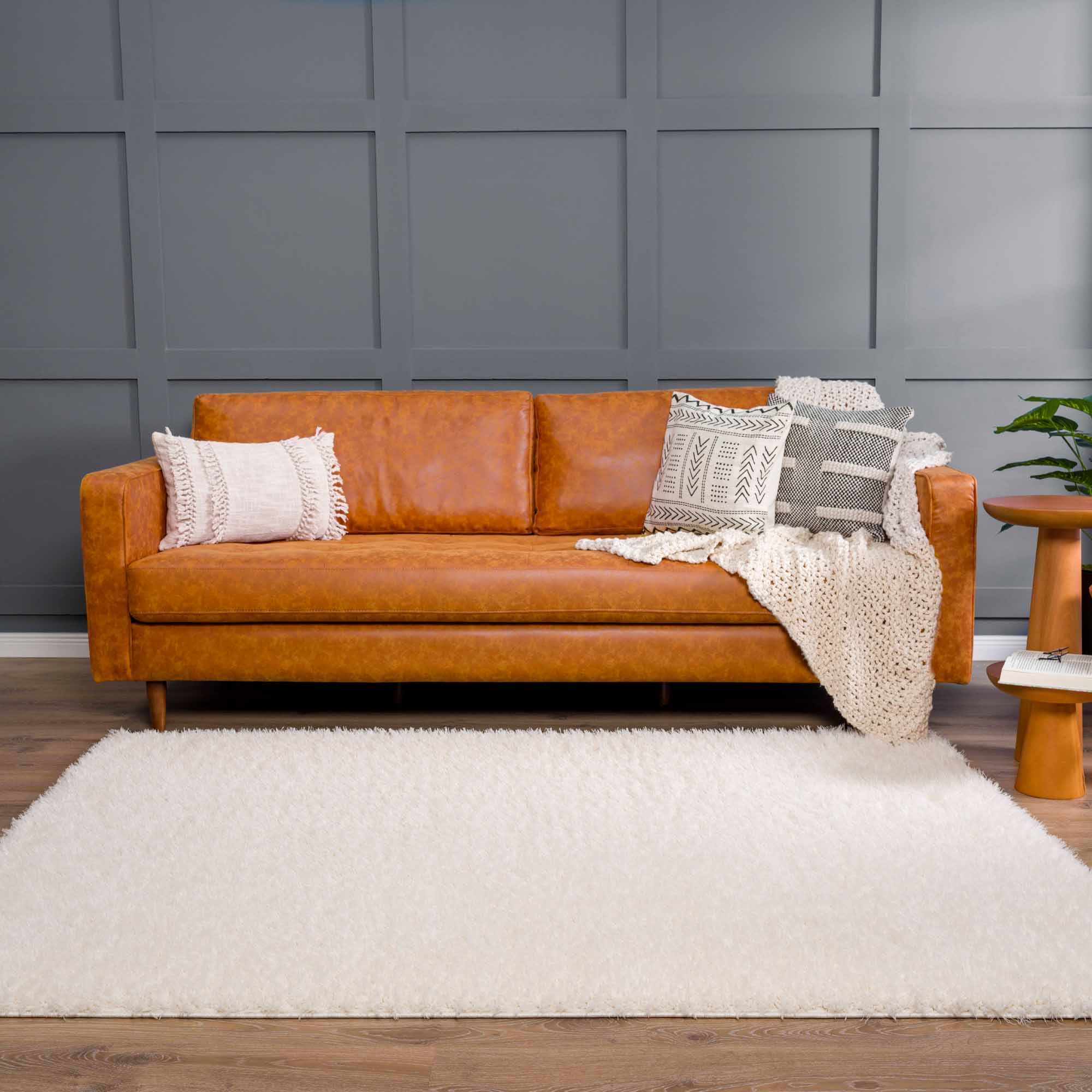 Faina Solid Cream Shag Washable Area Rug - Clearance - Image 13