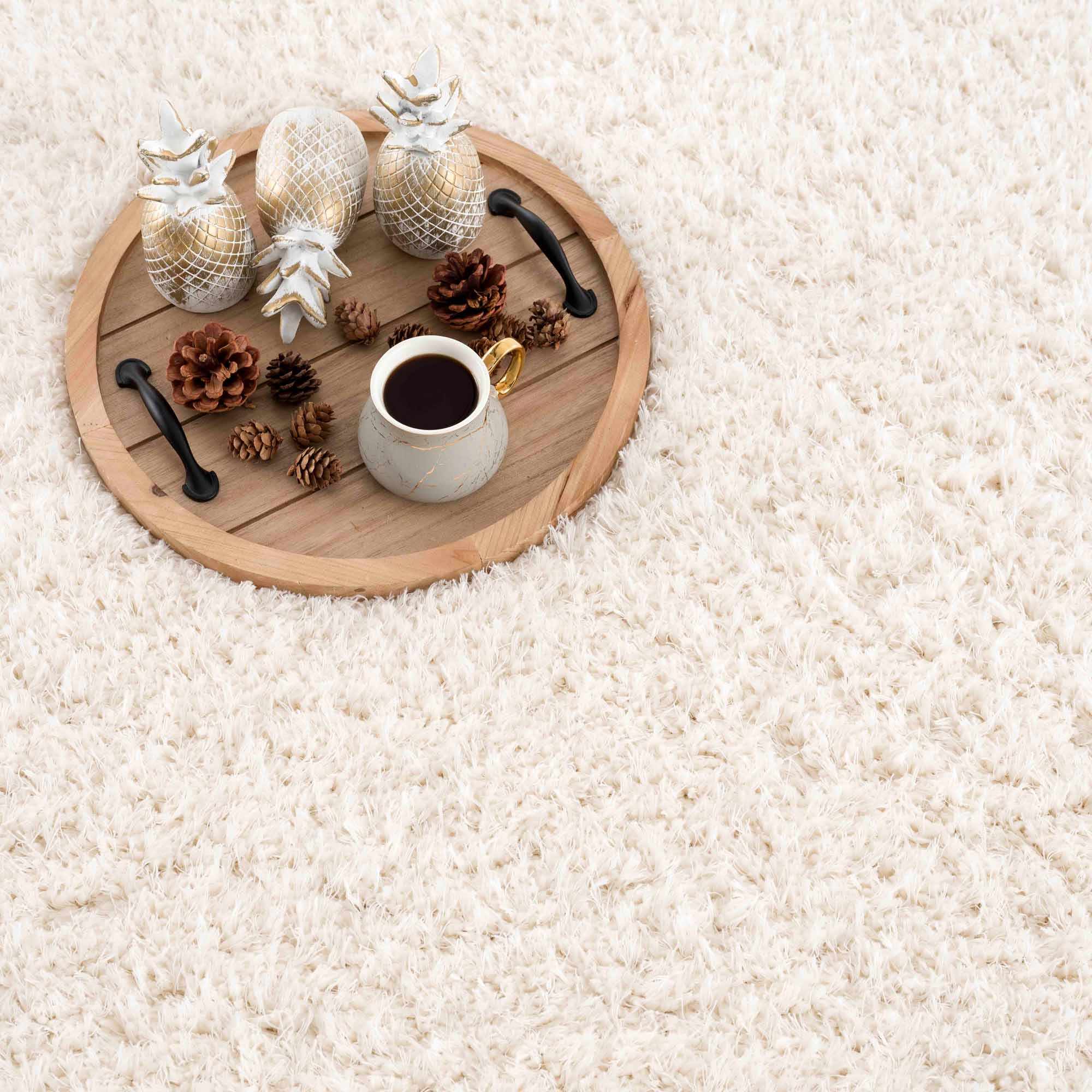 Faina Solid Cream Shag Washable Area Rug - Clearance - Image 15