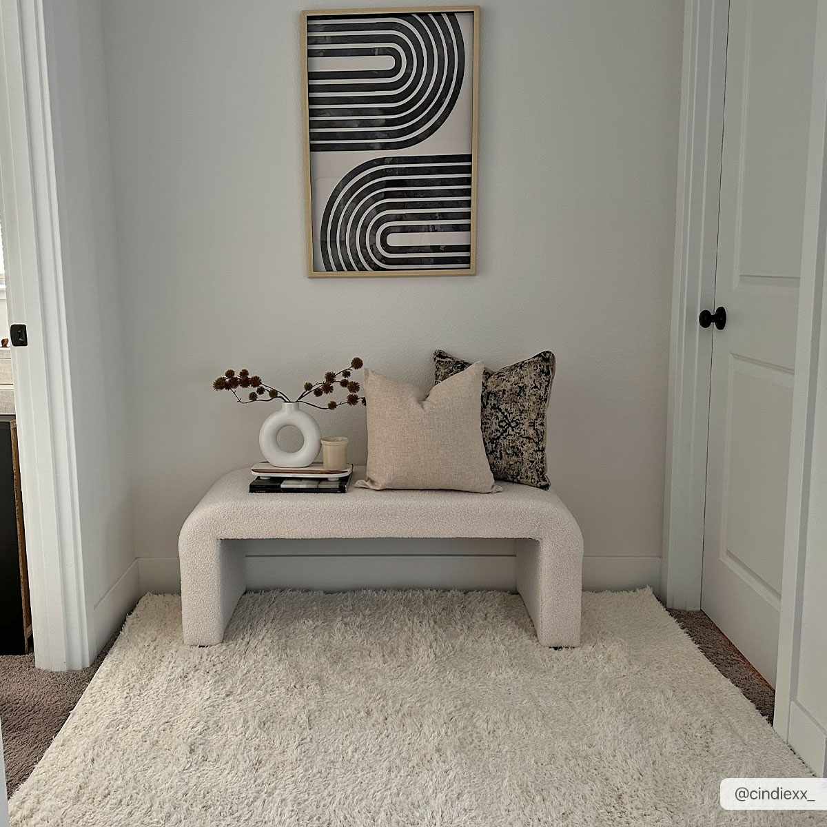 Faina Solid Cream Shag Washable Area Rug - Clearance - Image 3