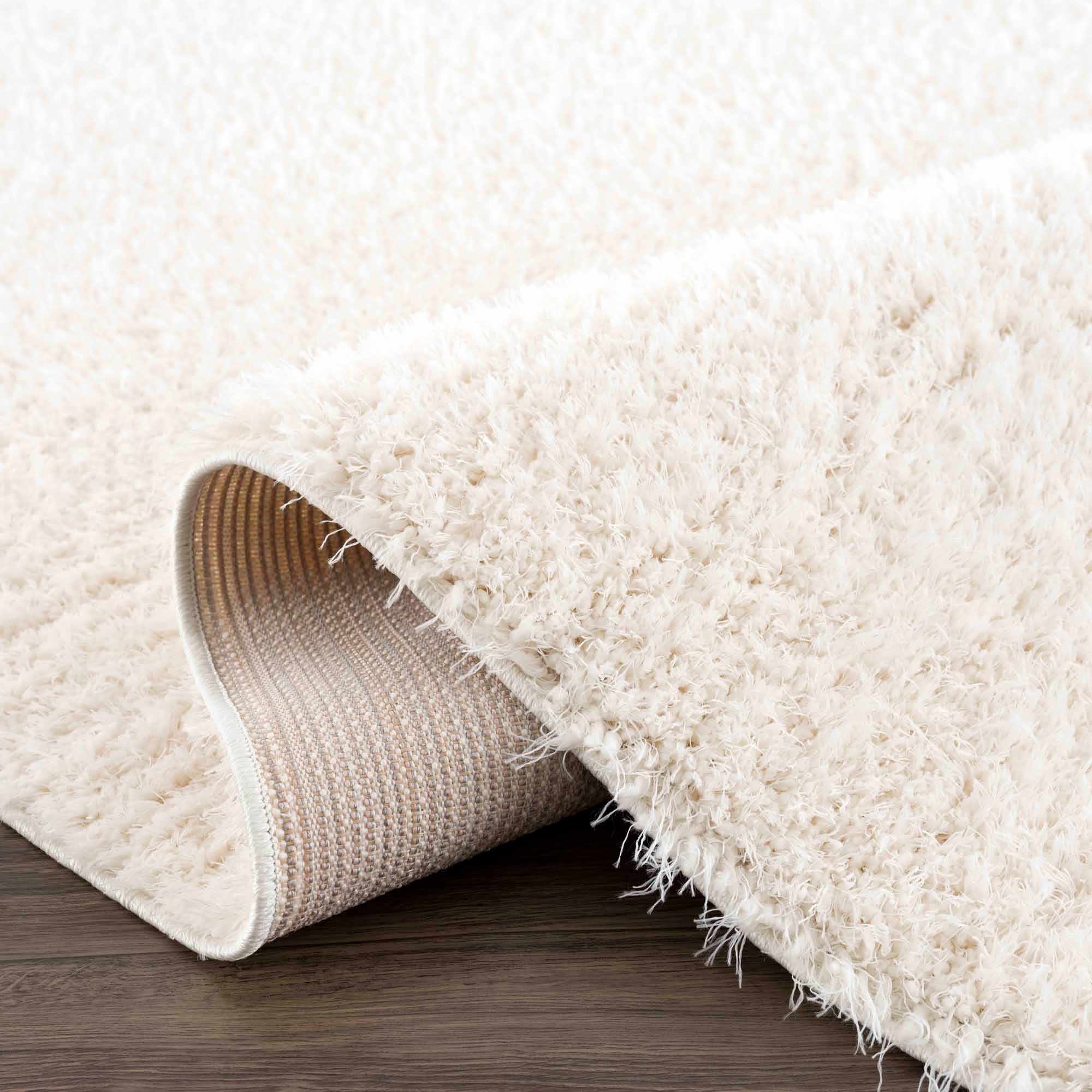 Faina Solid Cream Shag Washable Area Rug - Clearance - Image 8