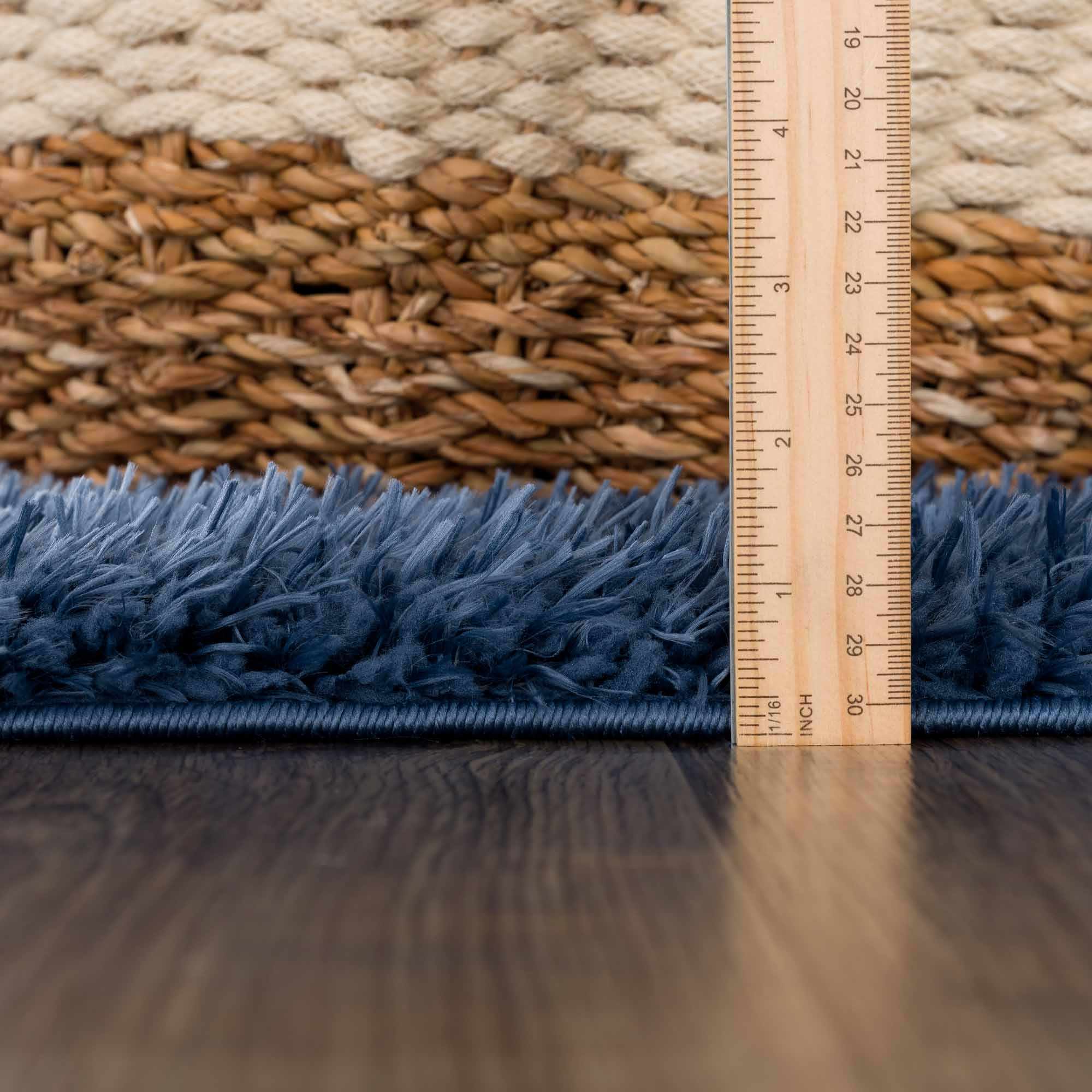 Faina Solid Dark Blue Shag Washable Area Rug - Clearance - Image 10