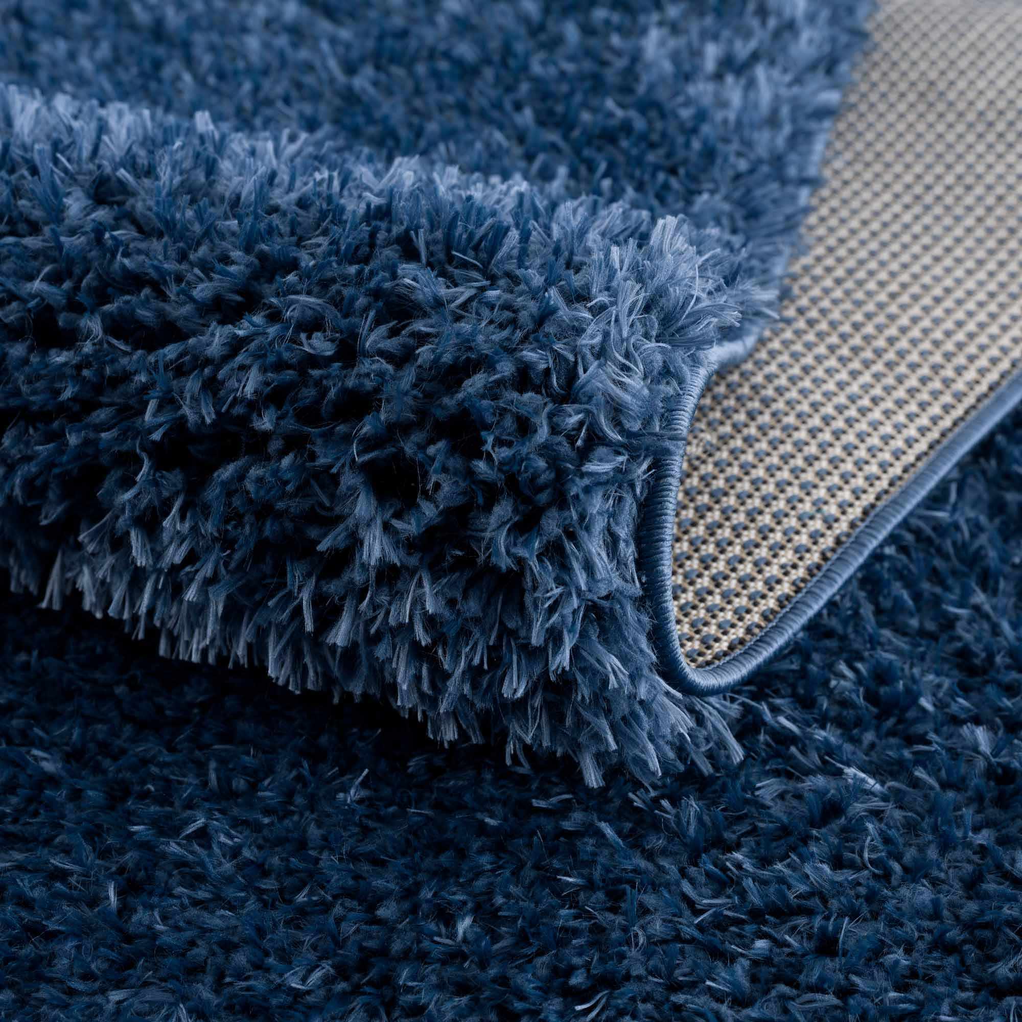 Faina Solid Dark Blue Shag Washable Area Rug - Clearance - Image 14