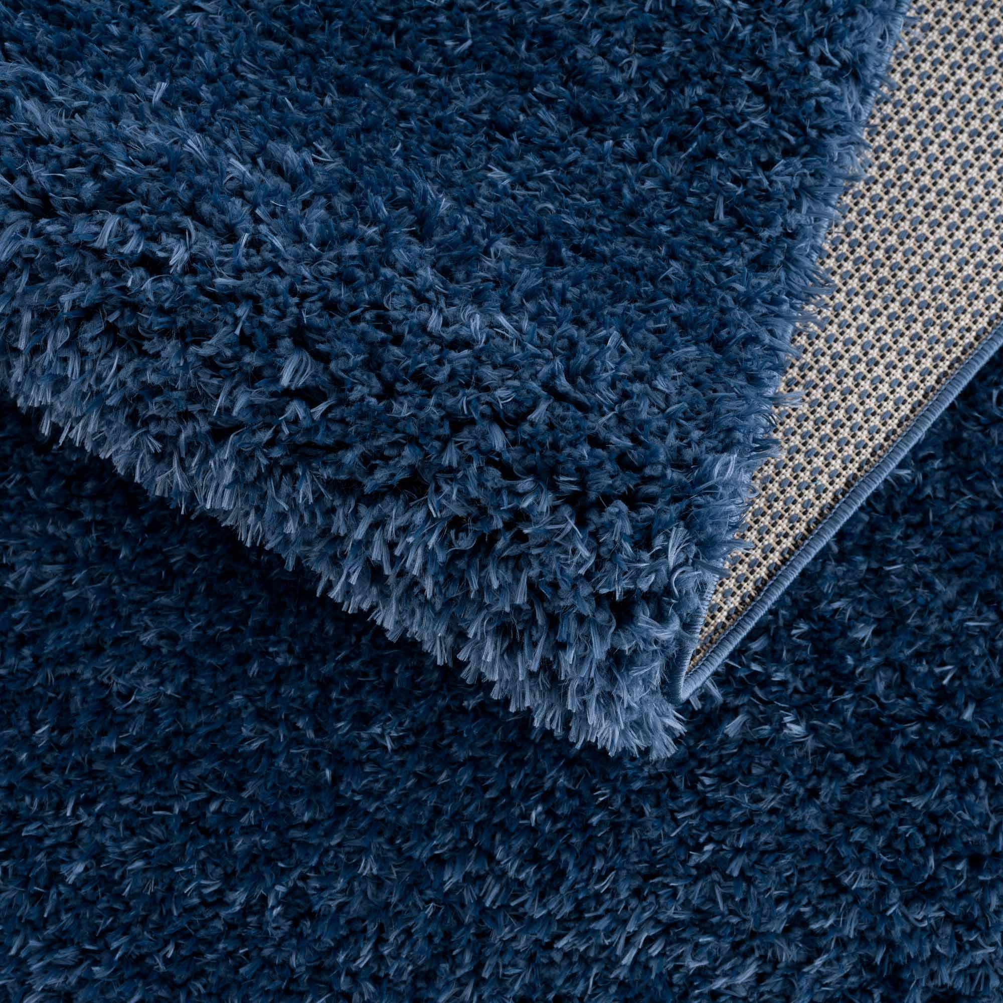 Faina Solid Dark Blue Shag Washable Area Rug - Clearance - Image 15