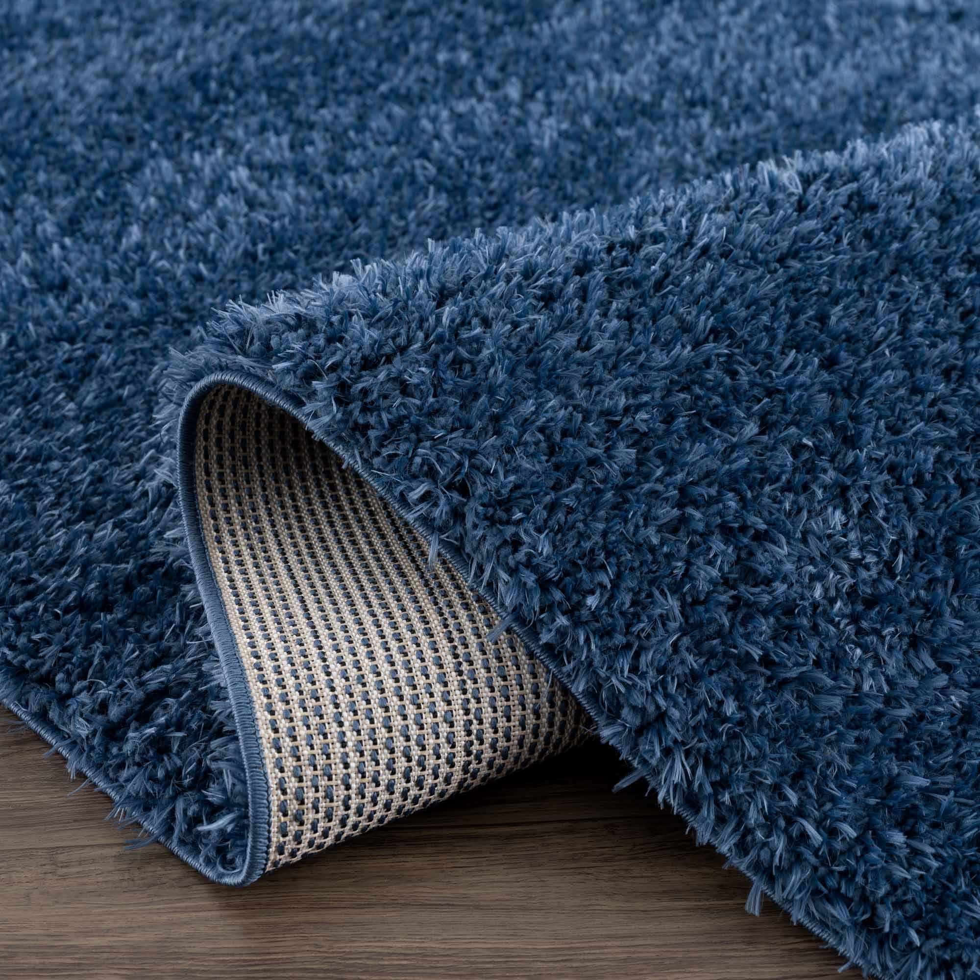 Faina Solid Dark Blue Shag Washable Area Rug - Clearance - Image 16