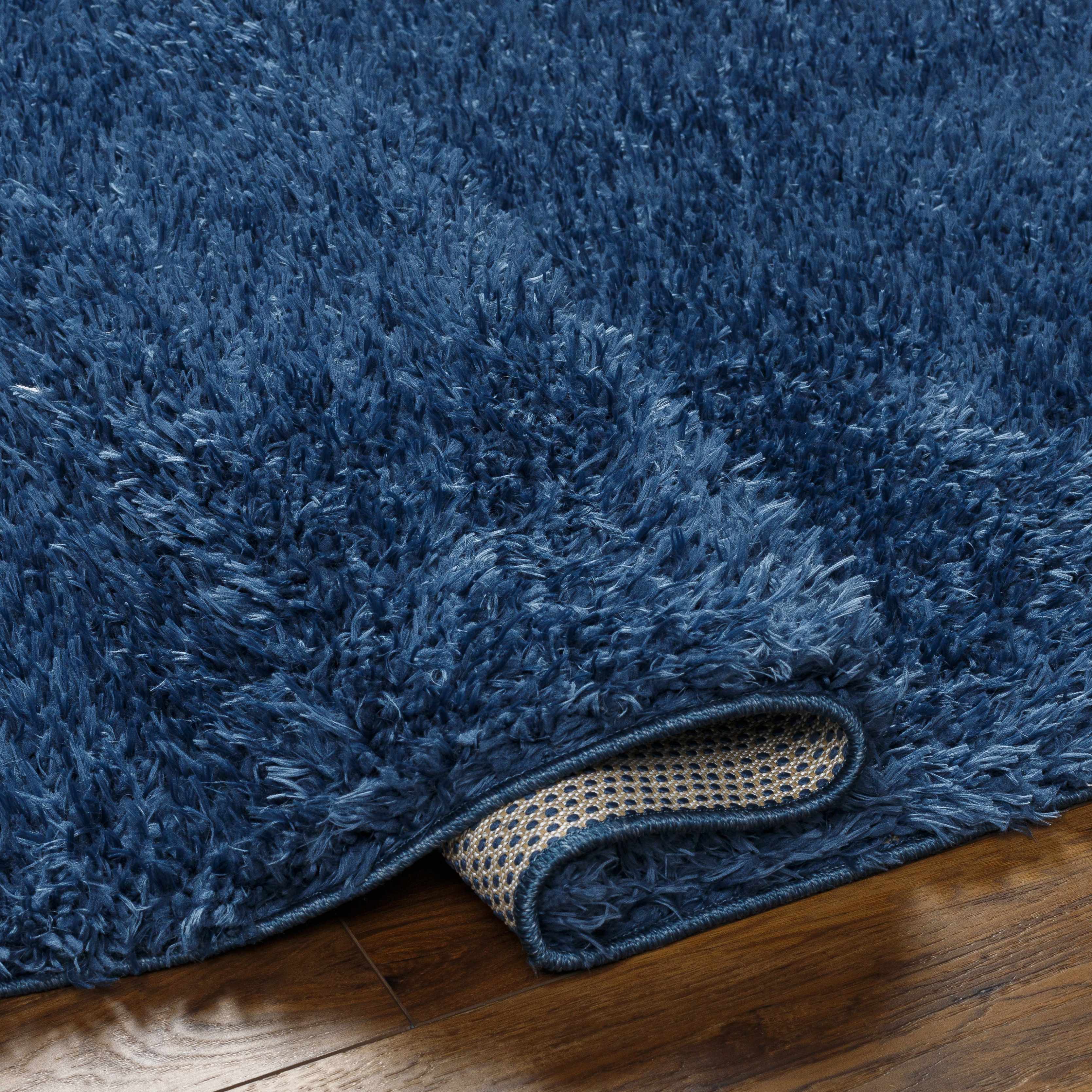 Faina Solid Dark Blue Shag Washable Area Rug - Clearance - Image 20