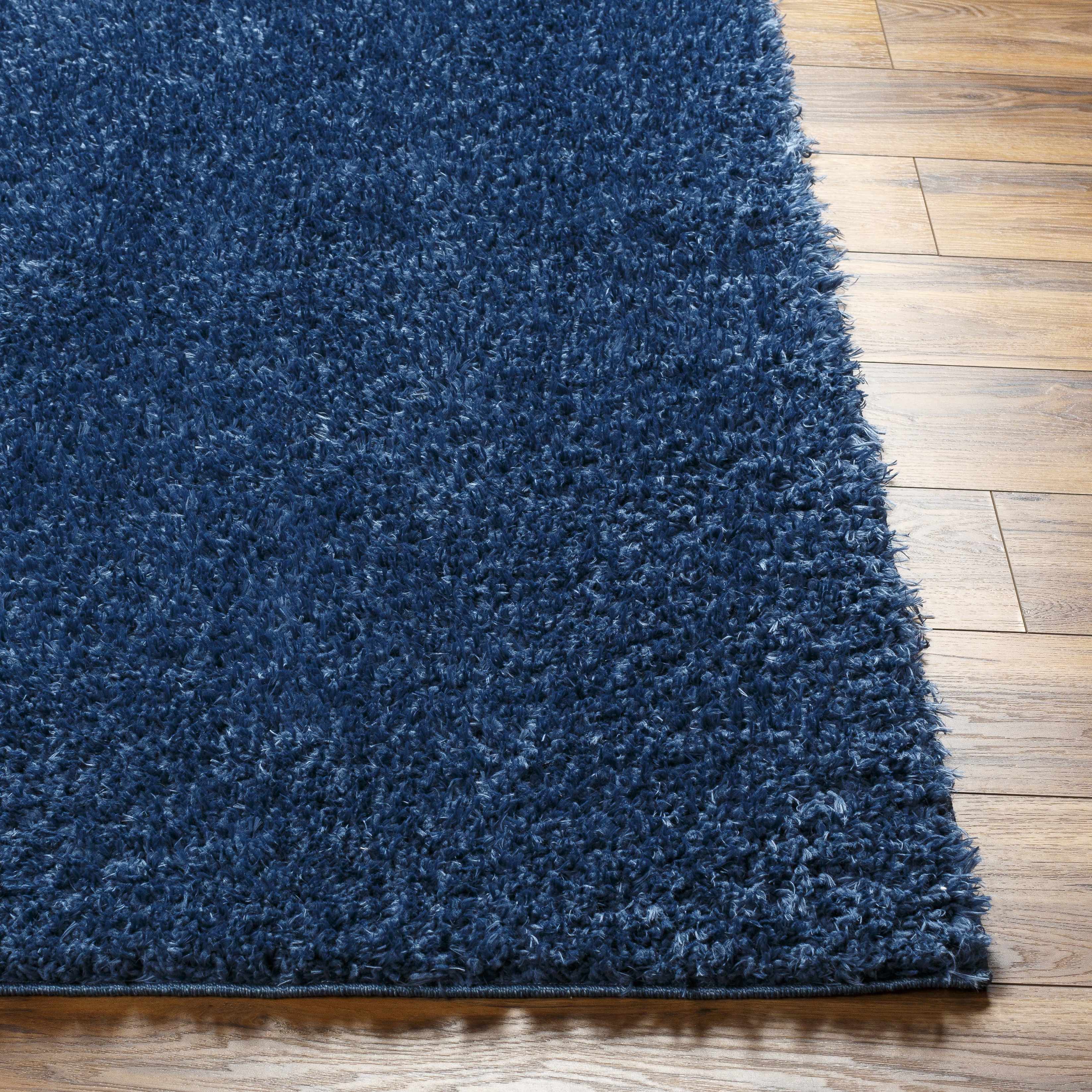 Faina Solid Dark Blue Shag Washable Area Rug - Clearance - Image 5