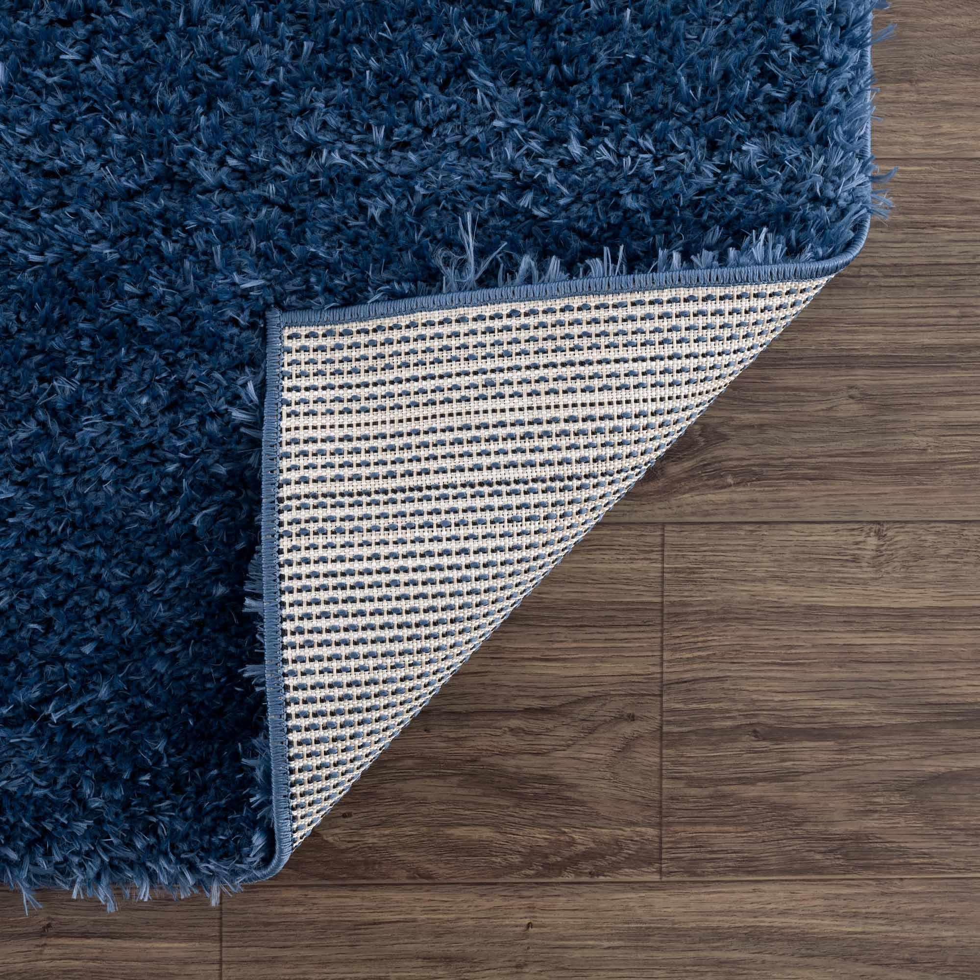 Faina Solid Dark Blue Shag Washable Area Rug - Clearance - Image 6