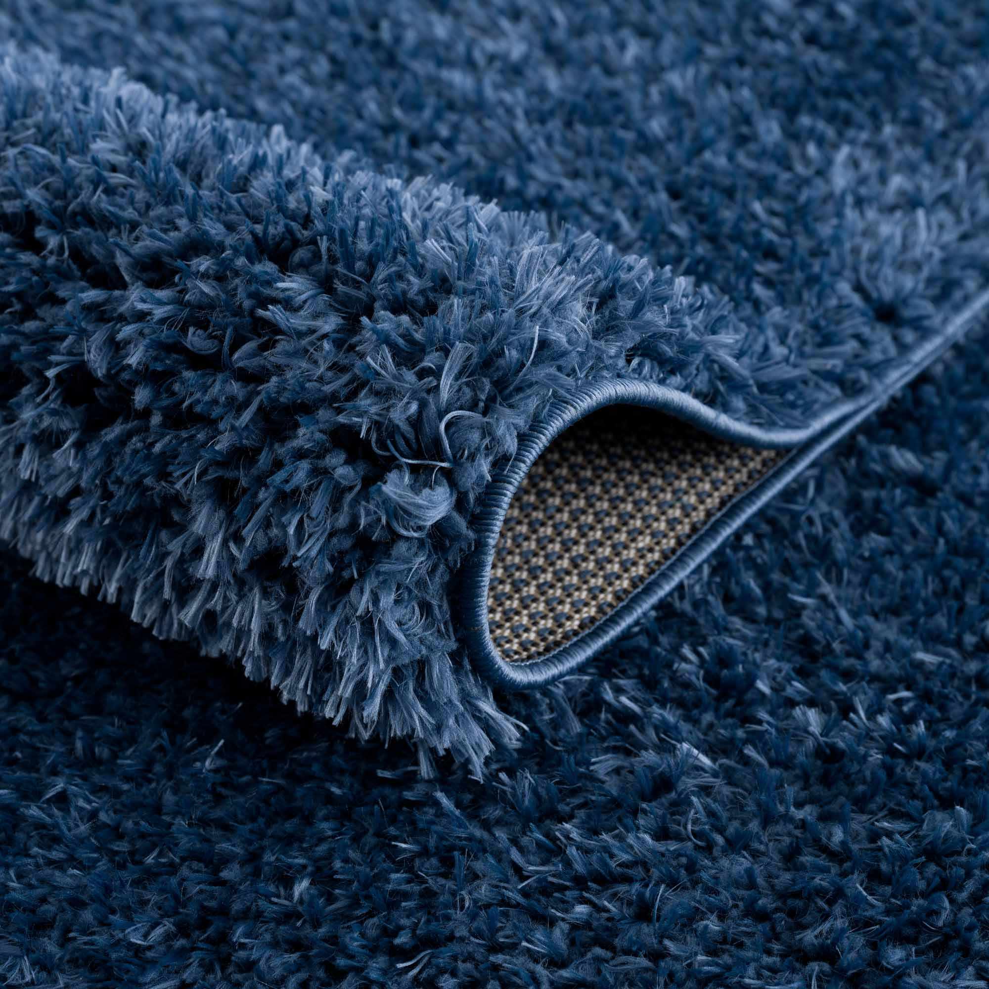 Faina Solid Dark Blue Shag Washable Area Rug - Clearance - Image 7