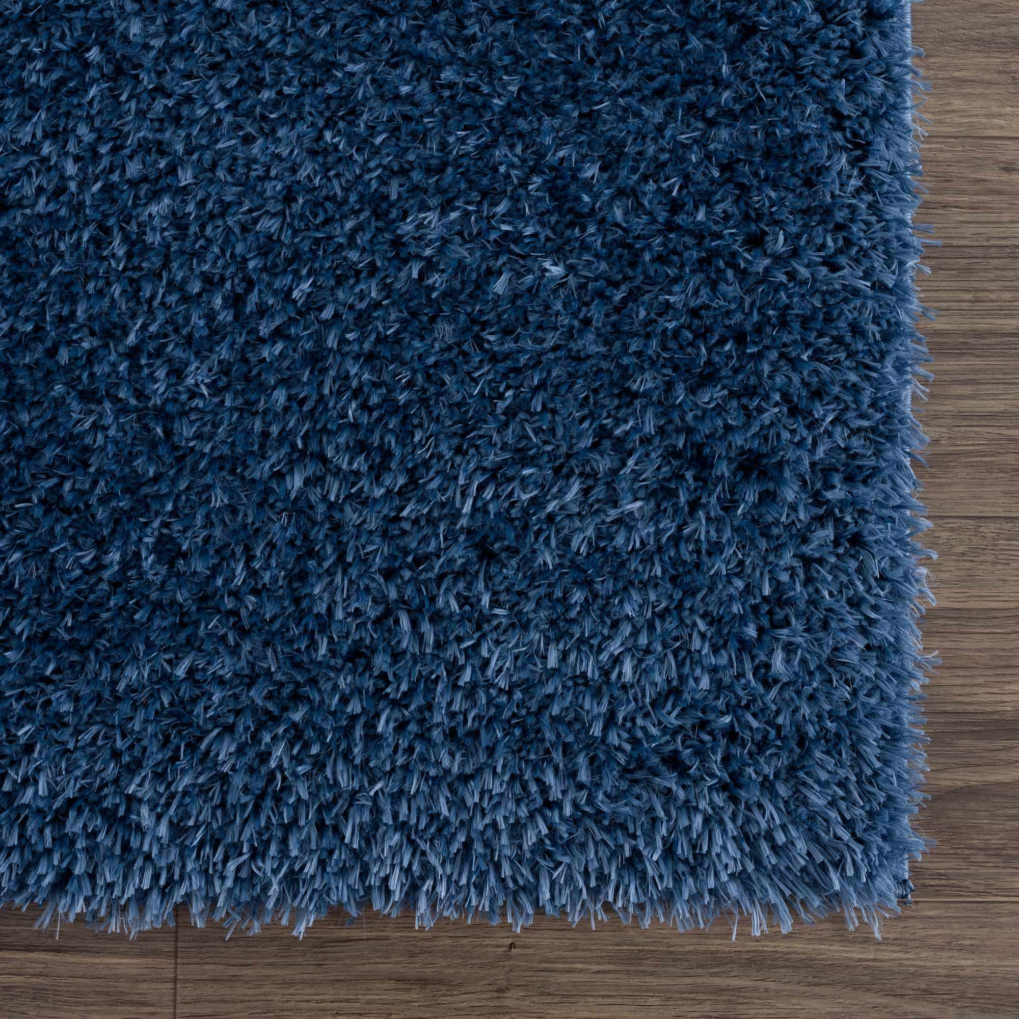 Faina Solid Dark Blue Shag Washable Area Rug - Clearance - Image 8
