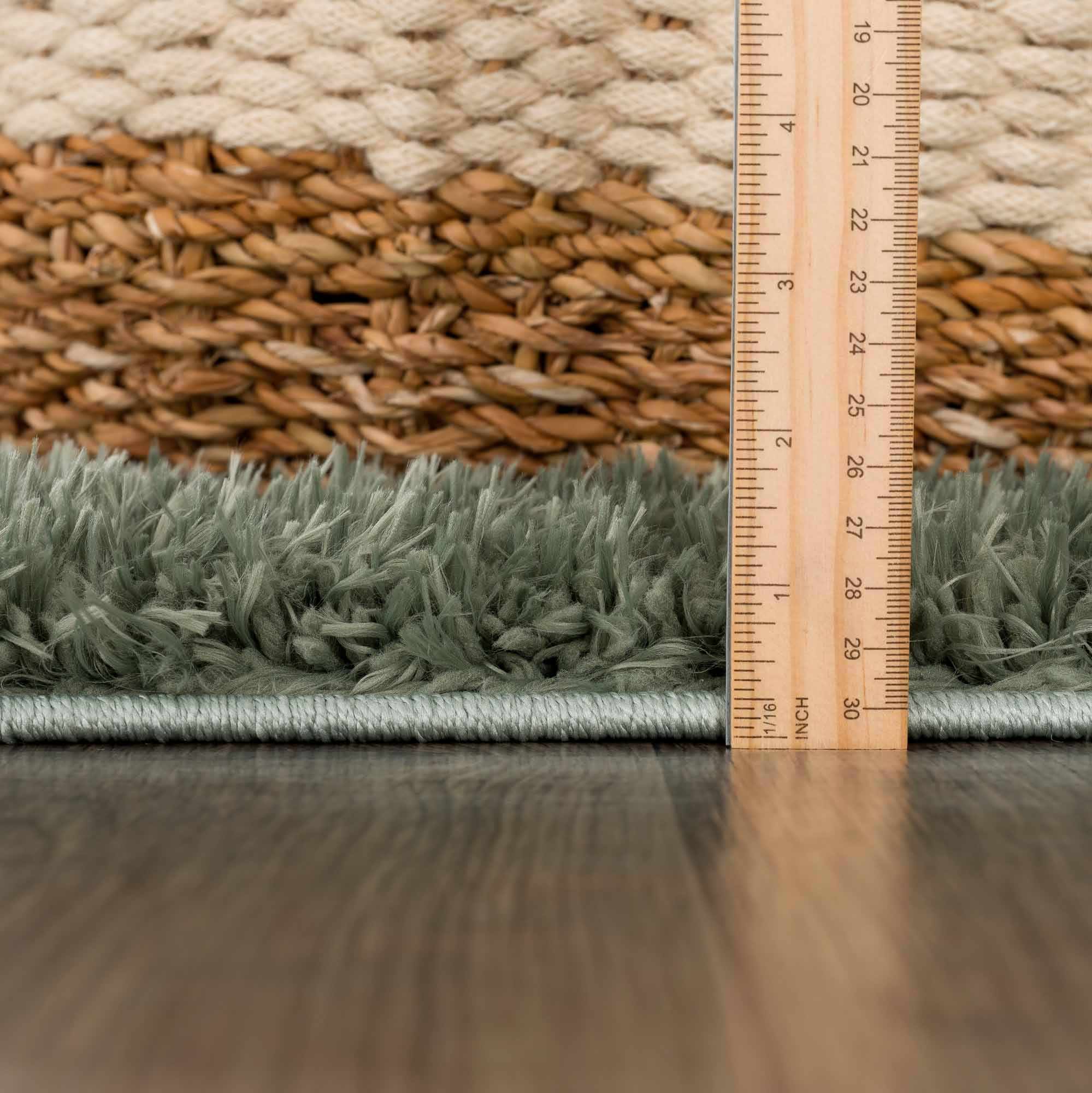 Faina Solid Green Shag Washable Area Rug - Clearance - Image 11