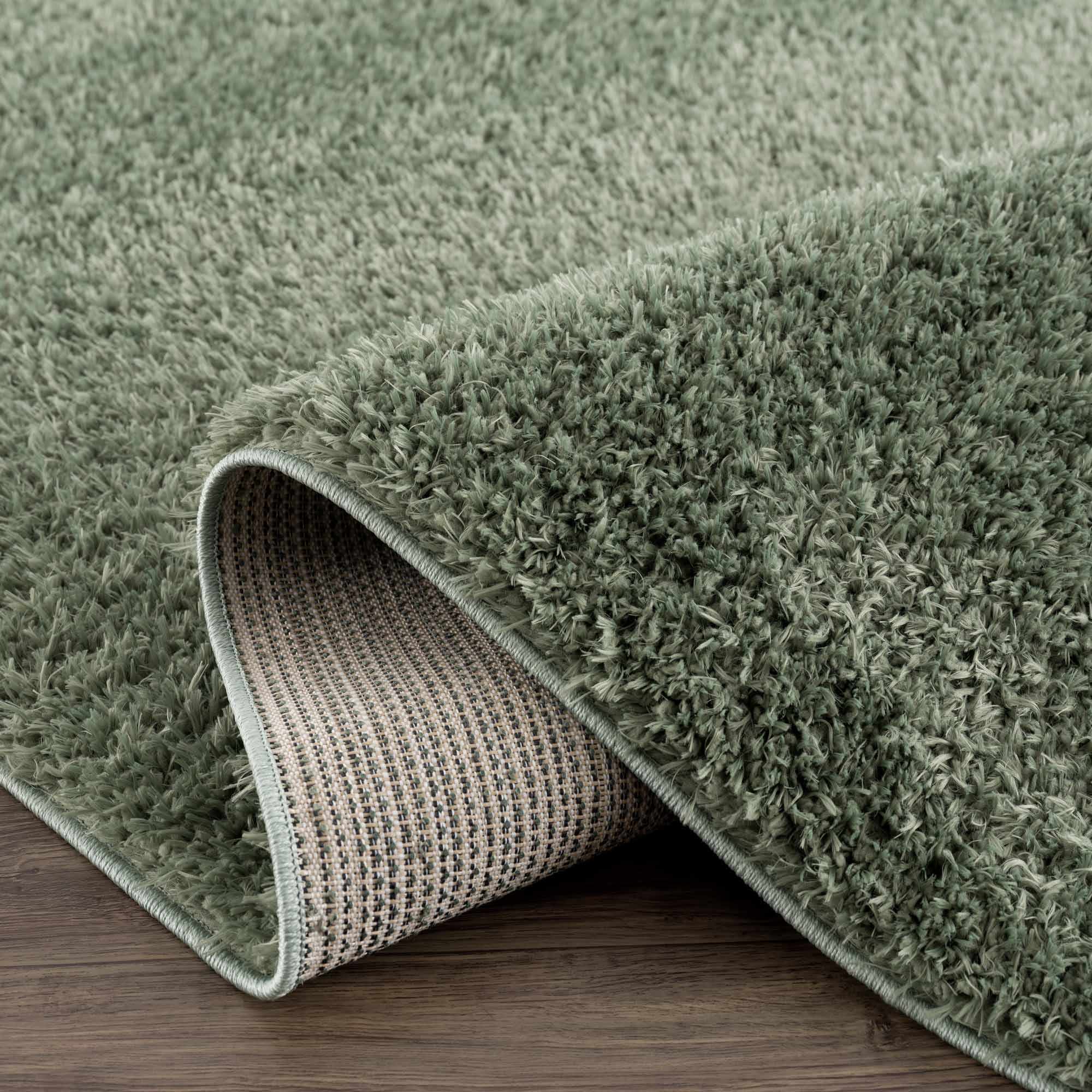 Faina Solid Green Shag Washable Area Rug - Clearance - Image 15