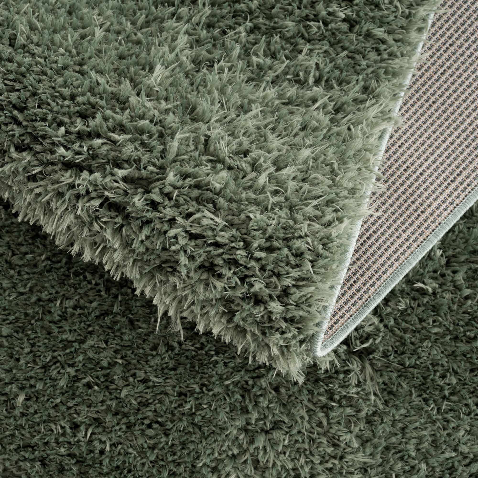 Faina Solid Green Shag Washable Area Rug - Clearance - Image 16