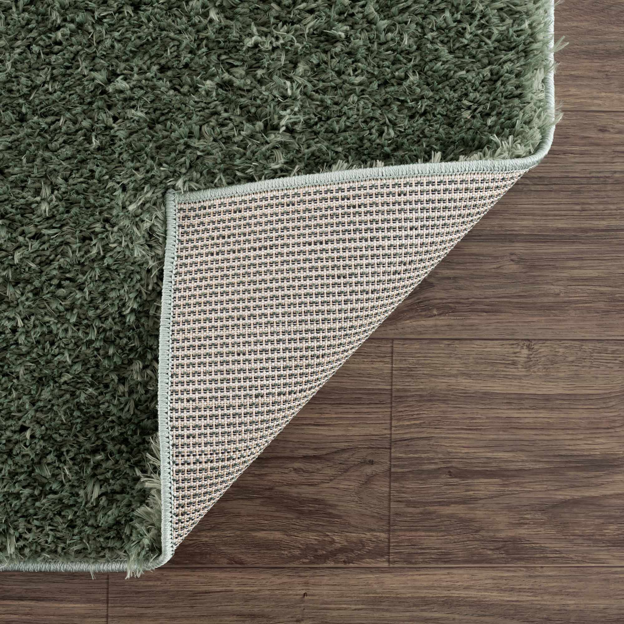 Faina Solid Green Shag Washable Area Rug - Clearance - Image 5