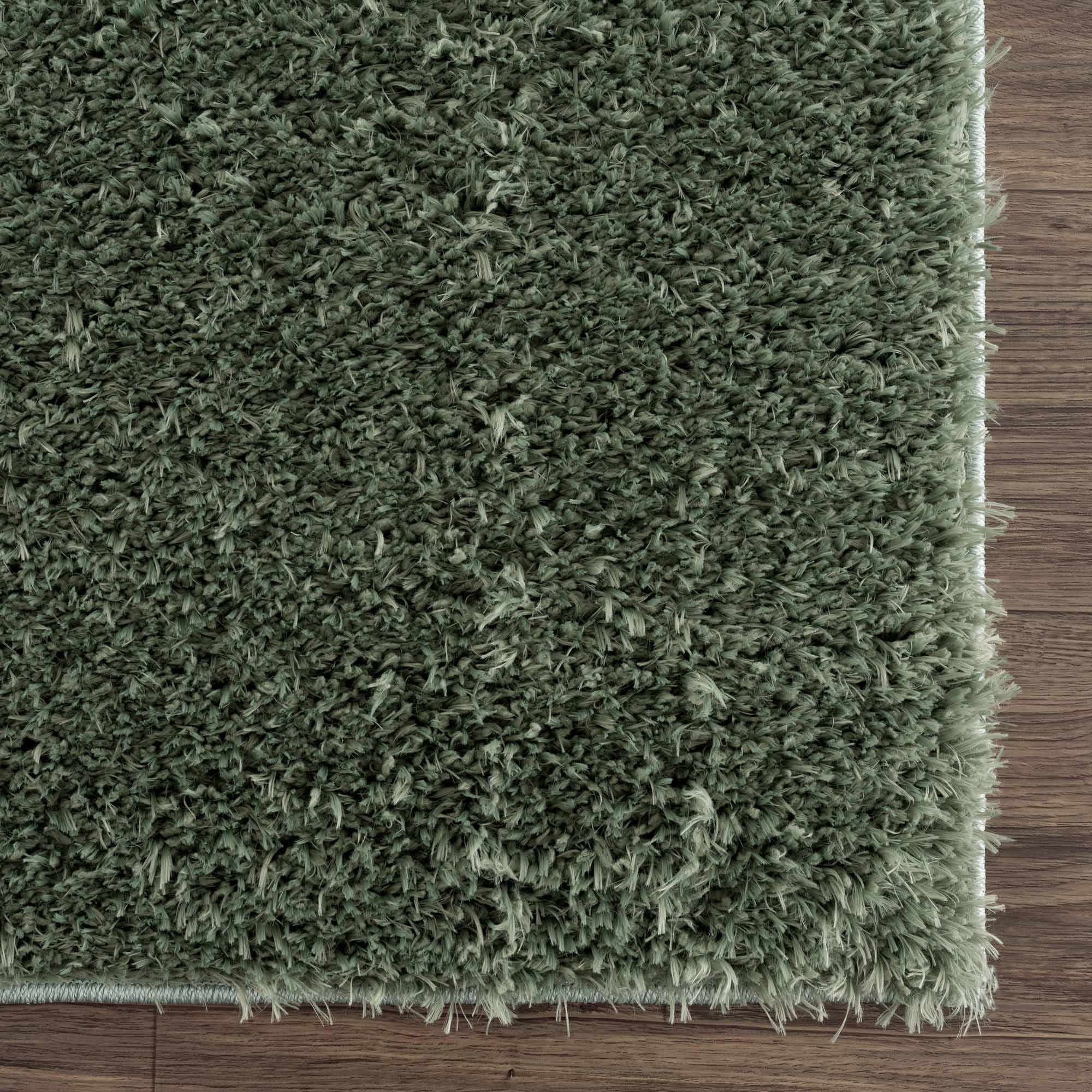 Faina Solid Green Shag Washable Area Rug - Clearance - Image 8