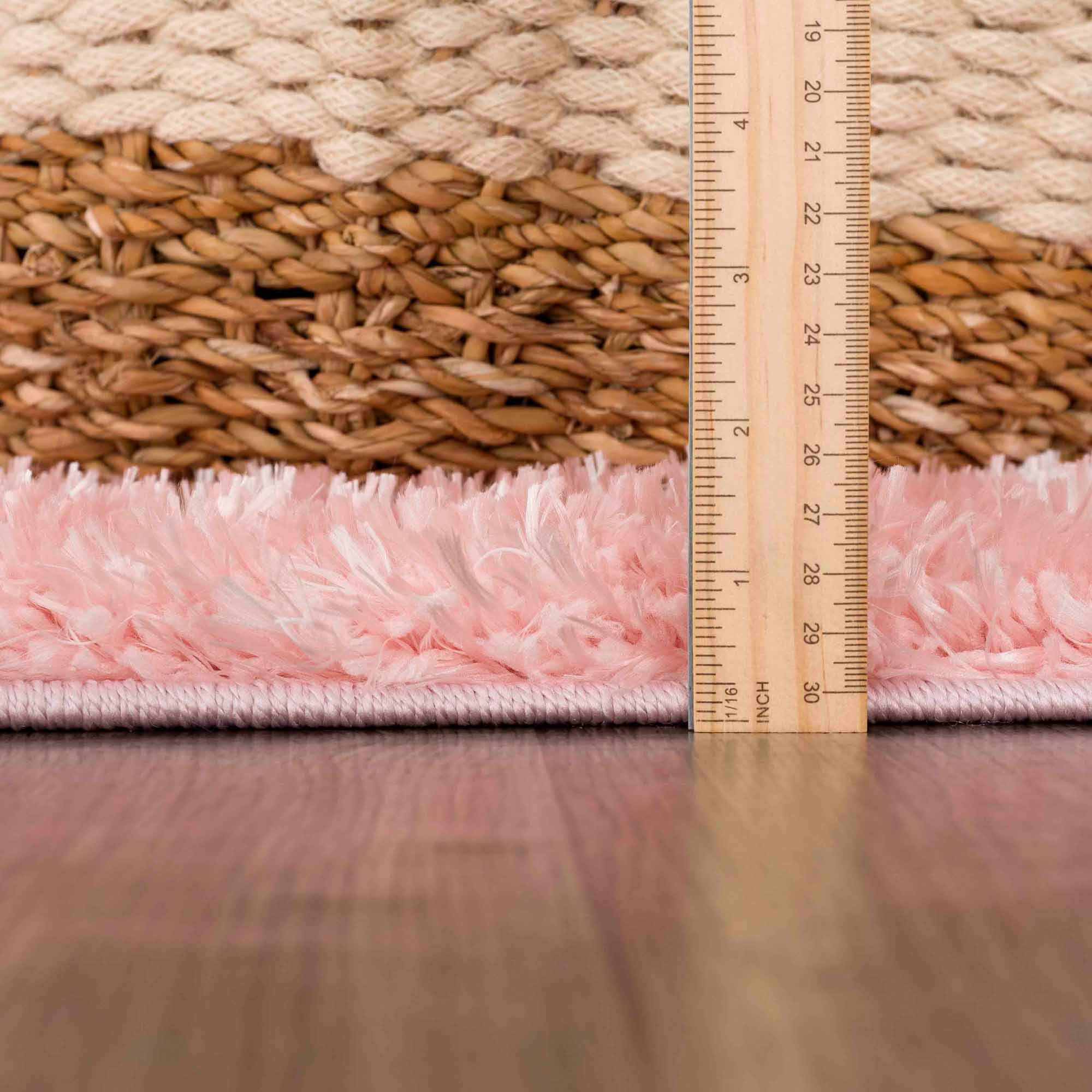 Faina Solid Pink Shag Washable Area Rug - Clearance - Image 10
