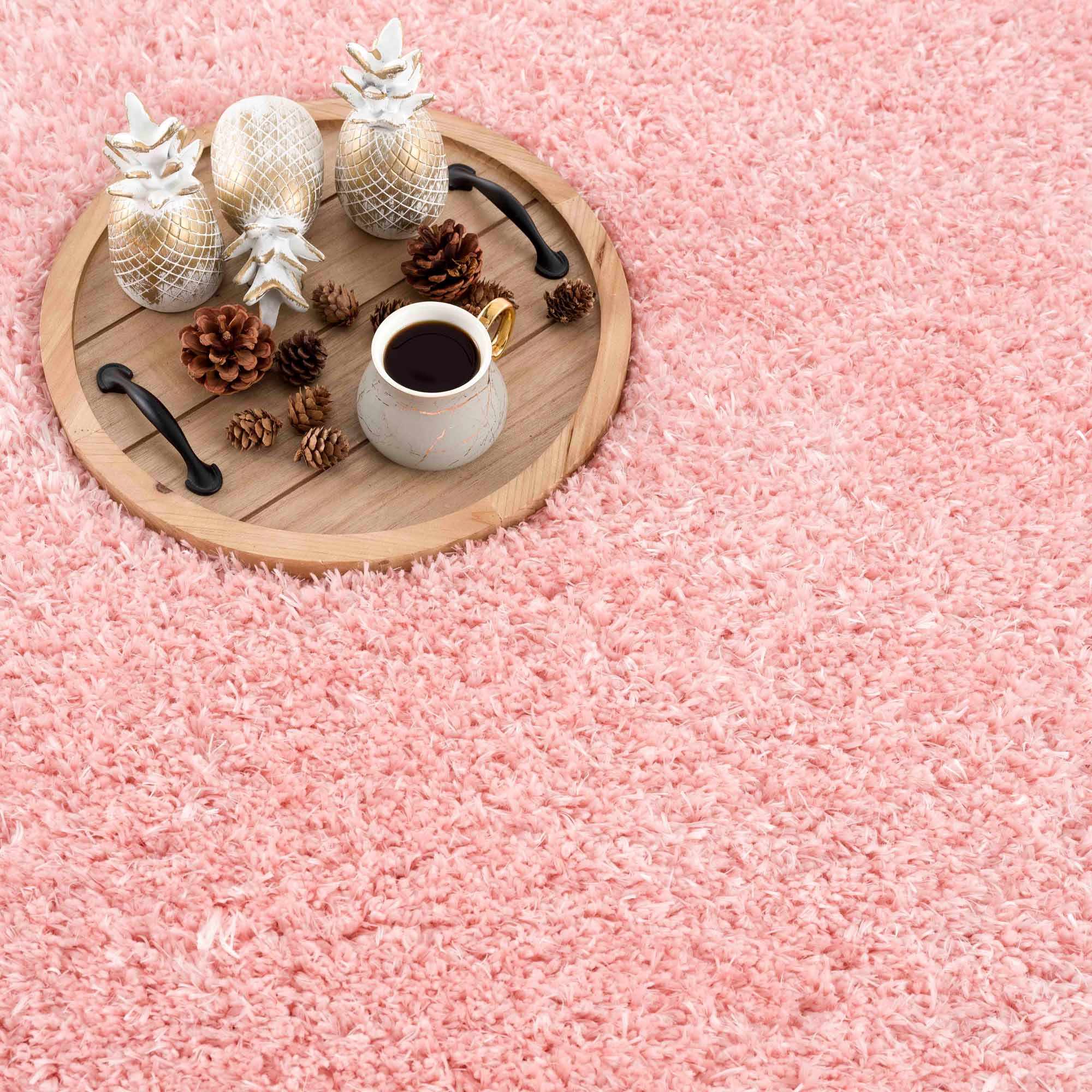 Faina Solid Pink Shag Washable Area Rug - Clearance - Image 12