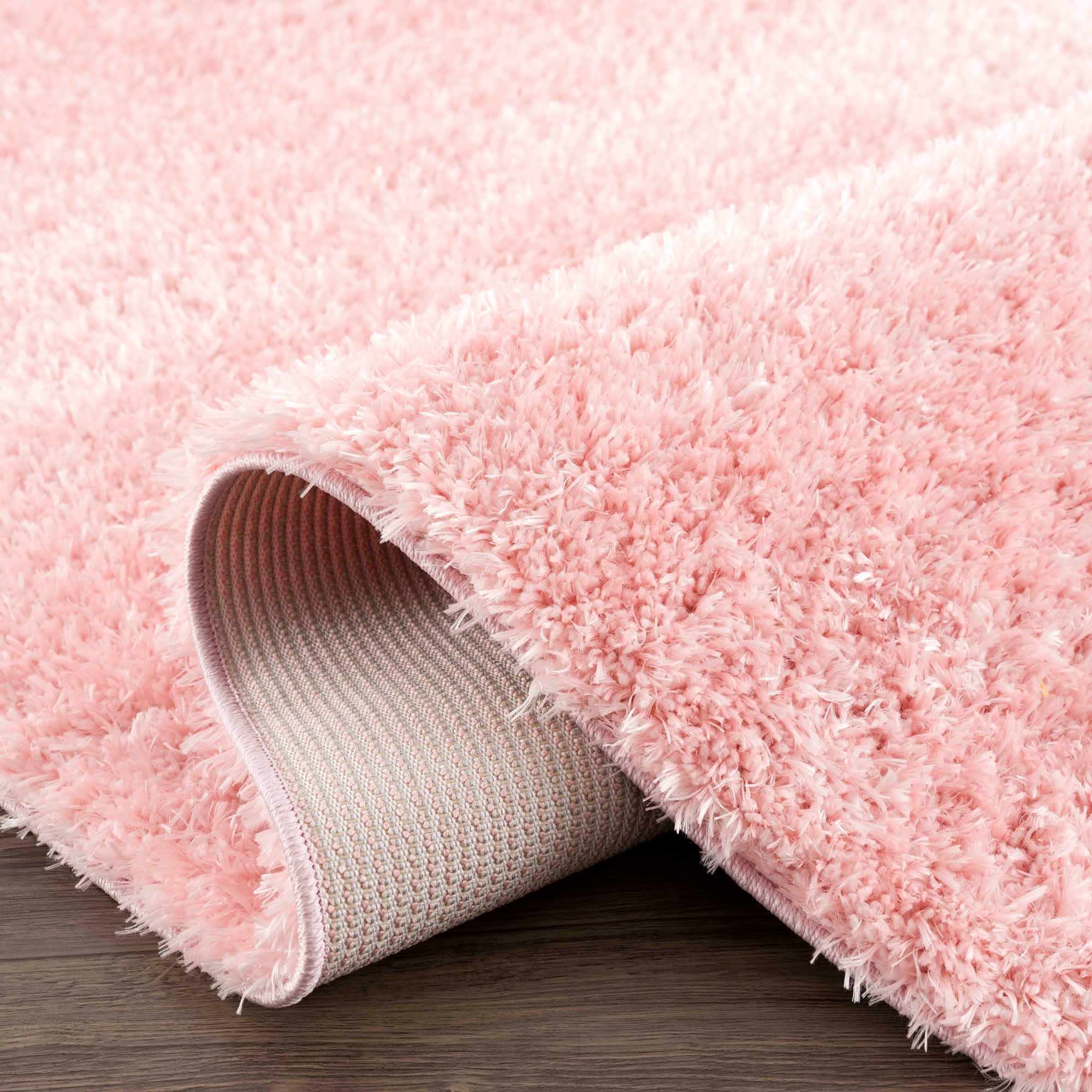 Faina Solid Pink Shag Washable Area Rug - Clearance - Image 17