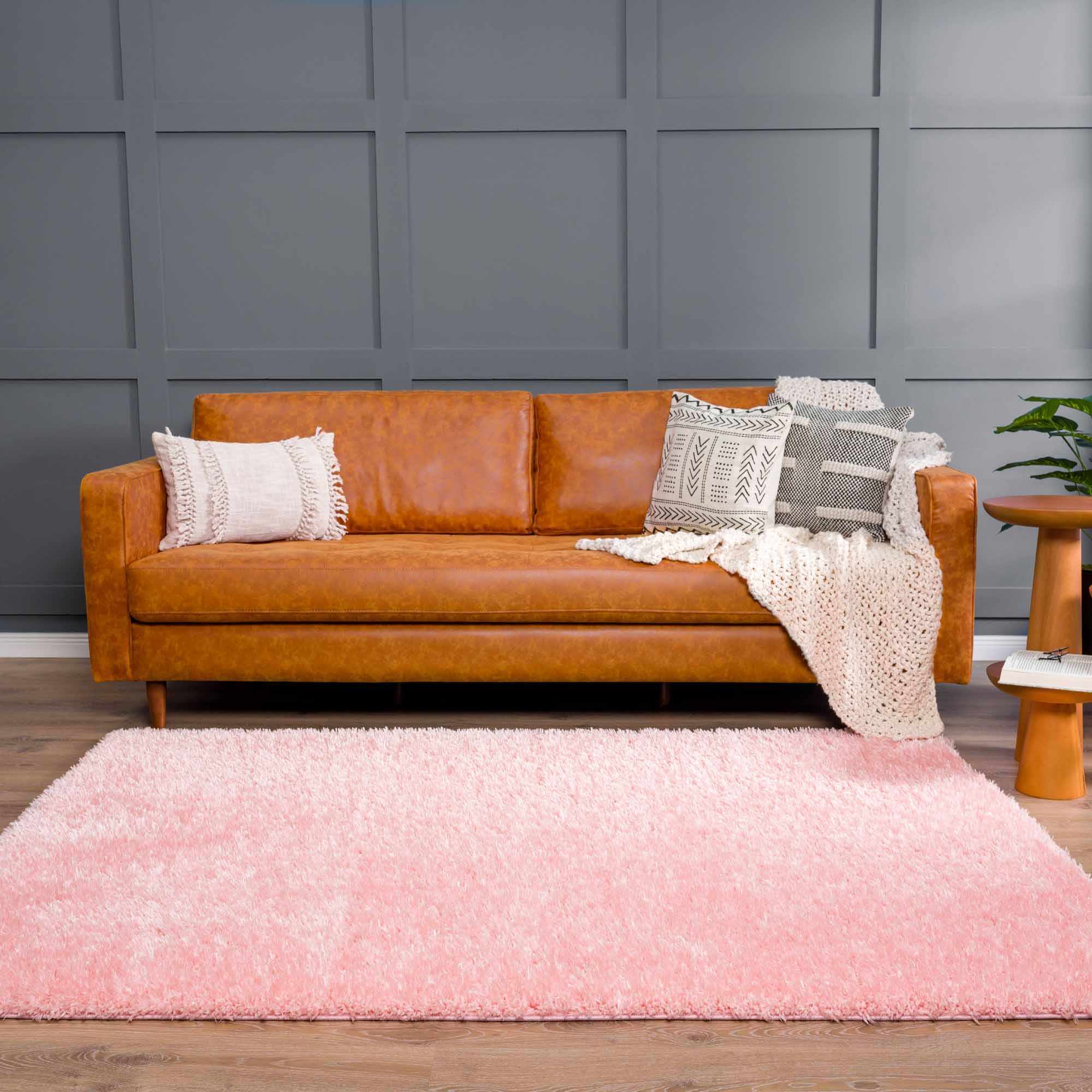 Faina Solid Pink Shag Washable Area Rug - Clearance - Image 4