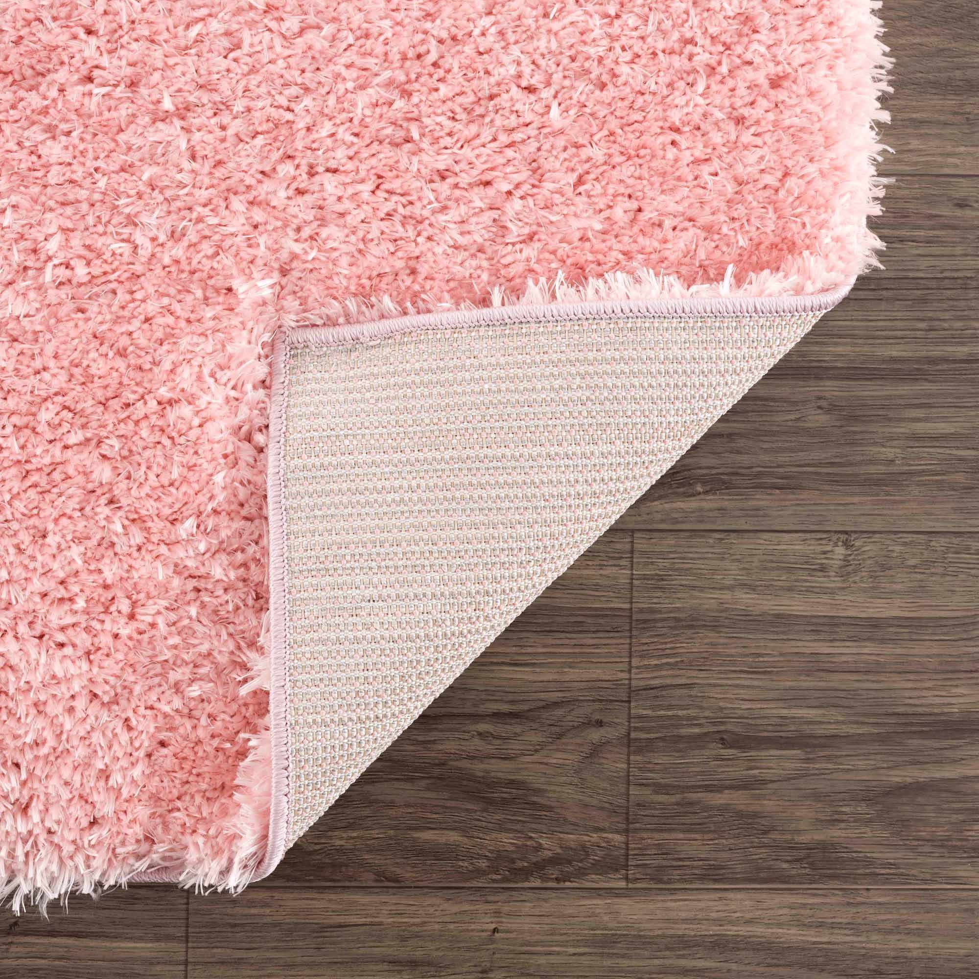 Faina Solid Pink Shag Washable Area Rug - Clearance - Image 6