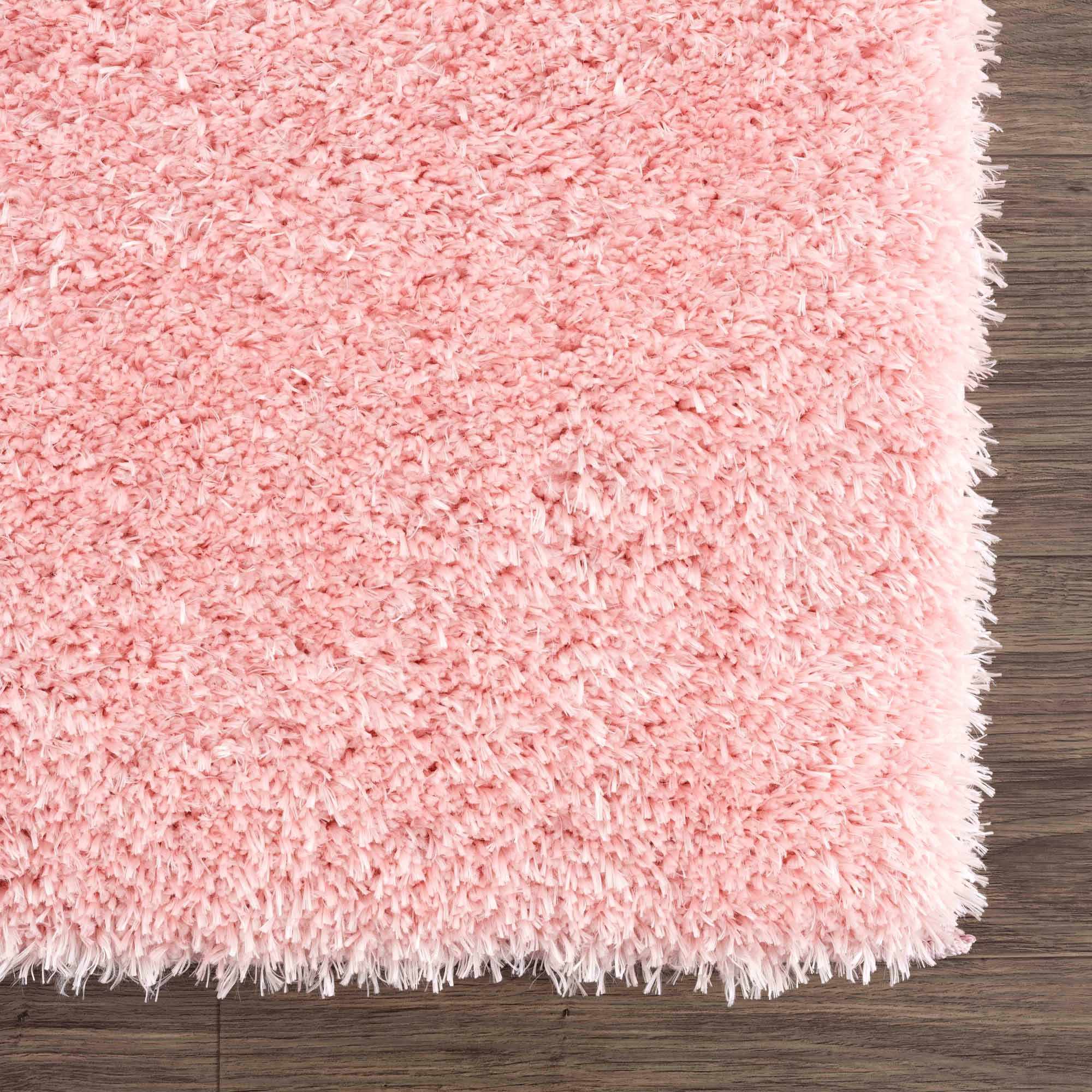 Faina Solid Pink Shag Washable Area Rug - Clearance - Image 8