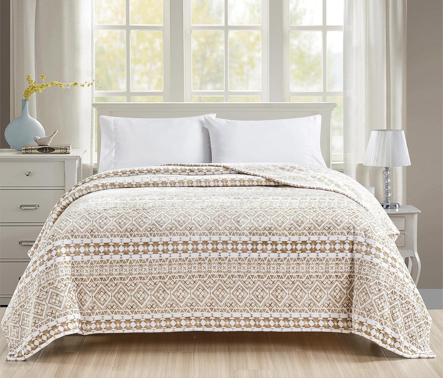 Faith, Hope, Love Home Decor Microplush Blanket Beige Aztec - Image 2