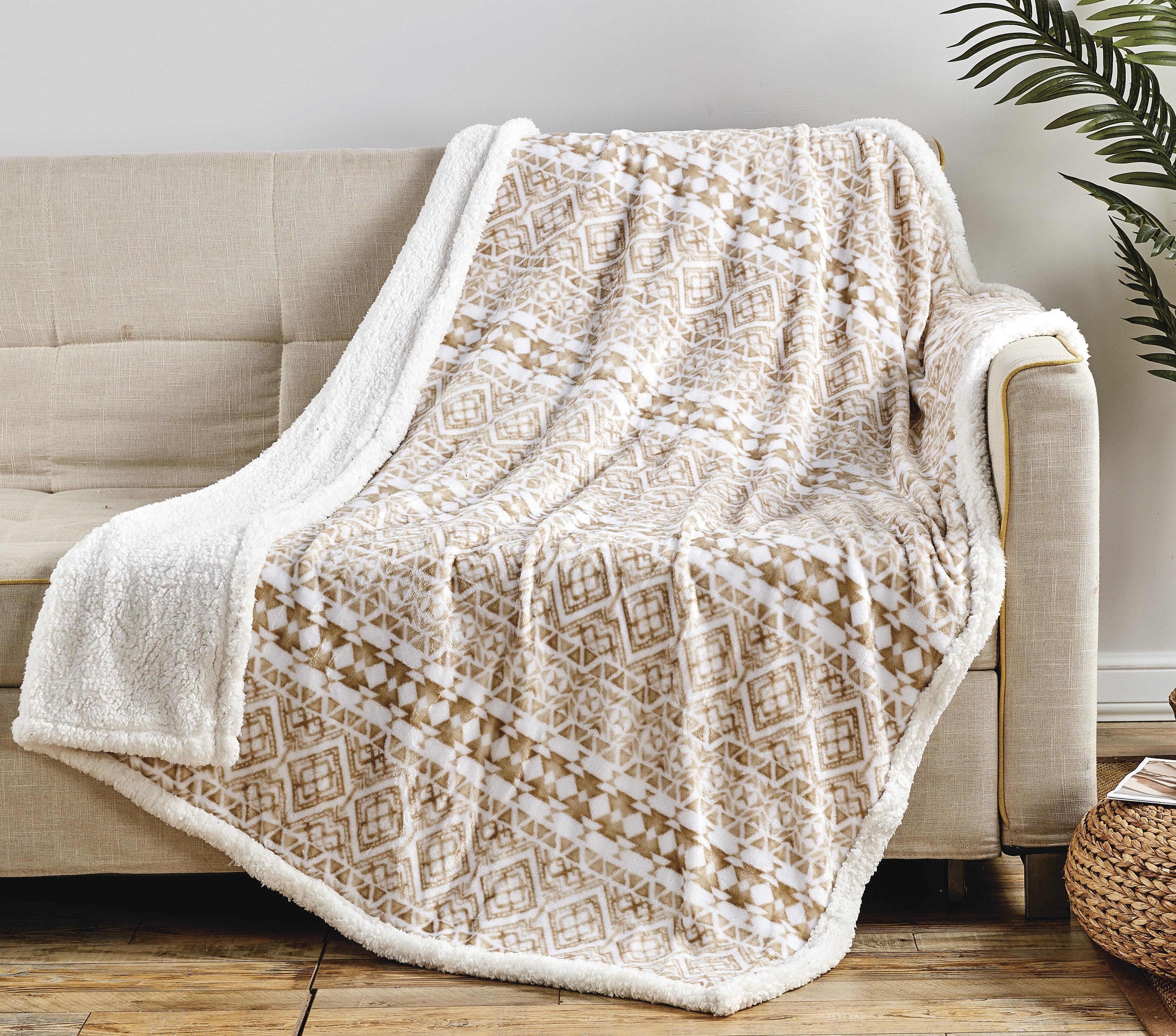 Faith, Hope, Love Home Decor Microplush Blanket Beige Aztec - Image 5
