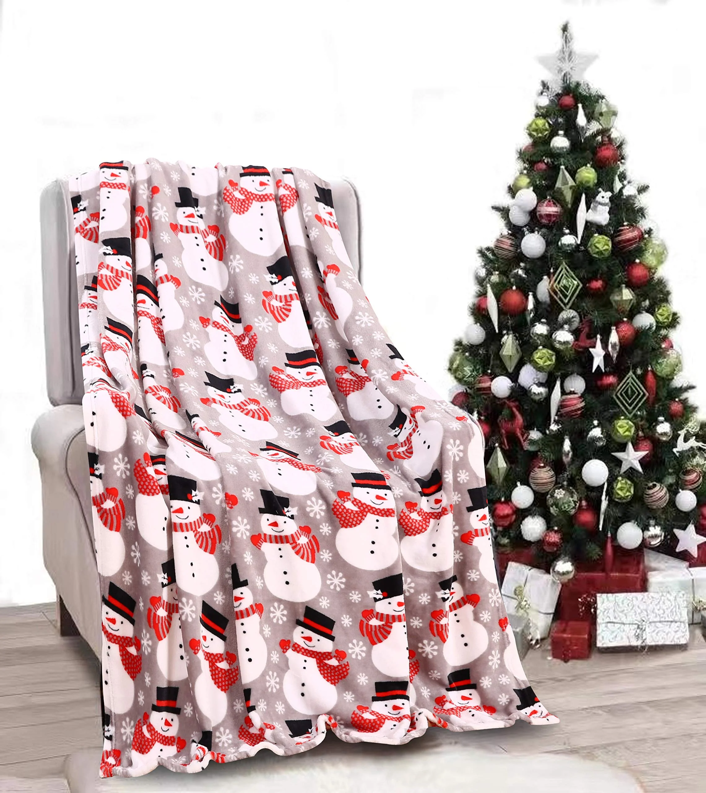 Faith, Hope, Love Home Décor Santa'S Little Helper Collection Festive And Cuddly Holiday Microplush Throw Blanket (50" X 60") - Winter Snowman - Image 3