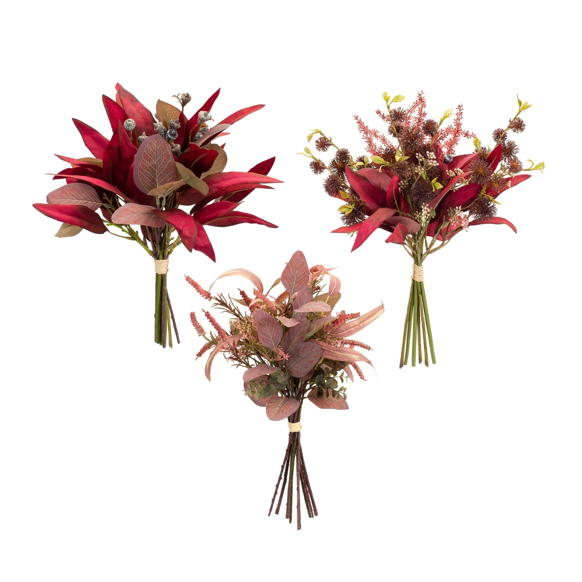 Fall Burgandy Foliage and Thistle Bundle Bouquet (Set of 6) - Image 2
