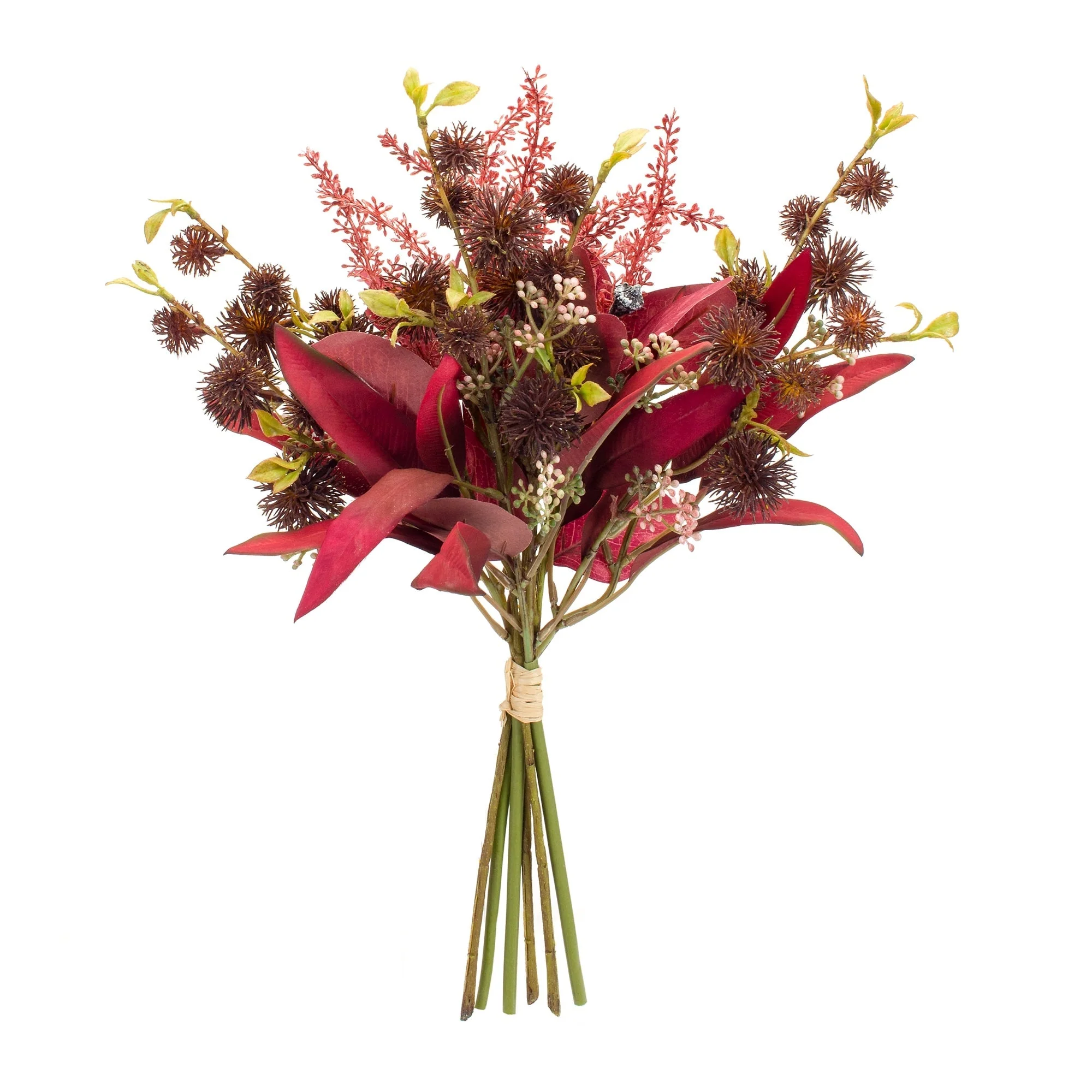 Fall Burgandy Foliage and Thistle Bundle Bouquet (Set of 6) - Image 5