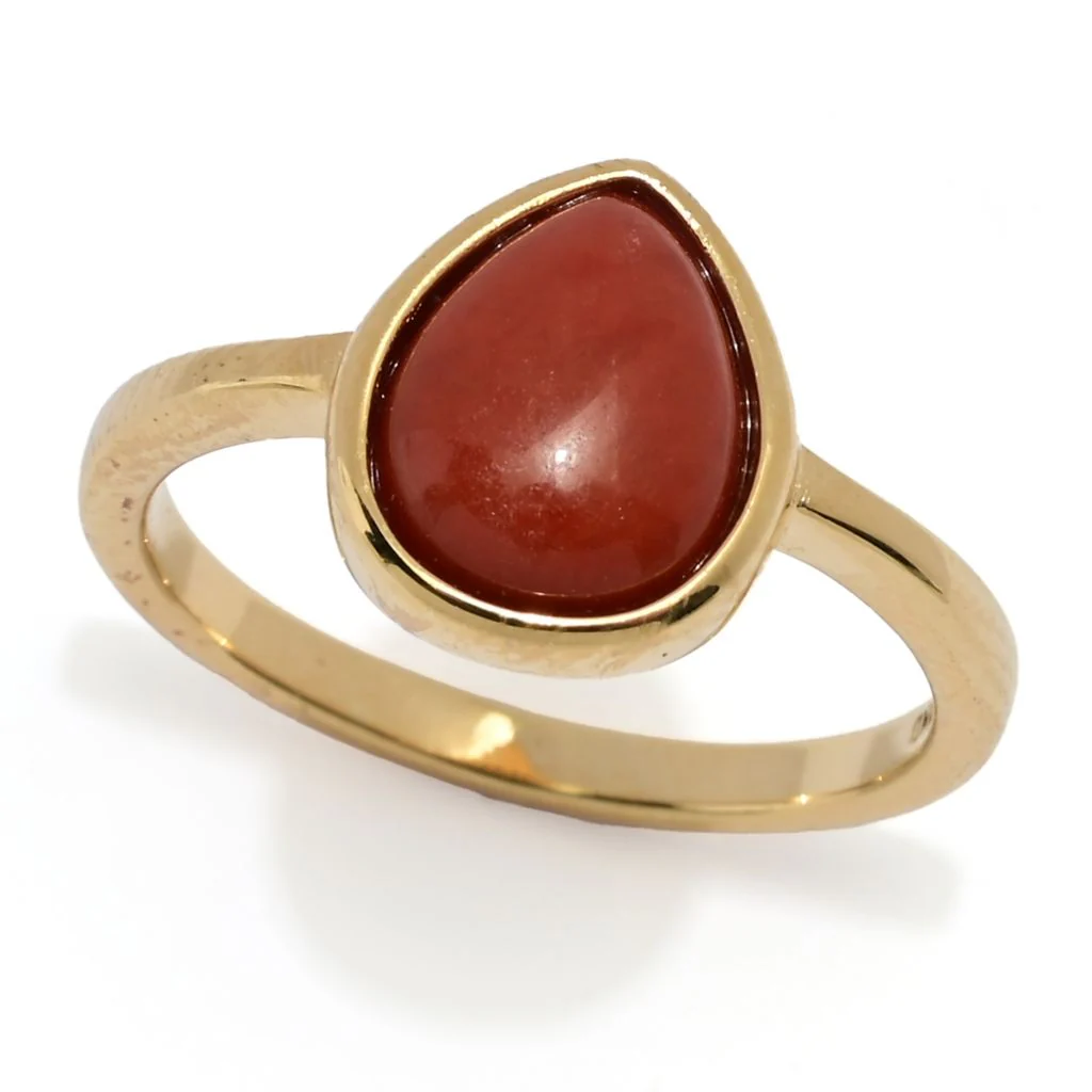 Far East Jewelry 14K Gold Plated Choice of Shape & Color Jade Stack Ring - Image 11
