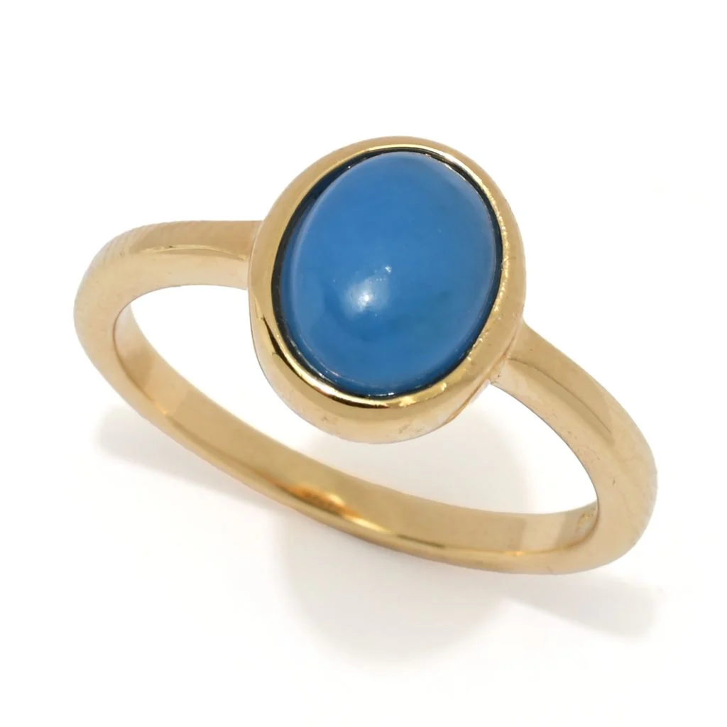 Far East Jewelry 14K Gold Plated Choice of Shape & Color Jade Stack Ring - Image 13