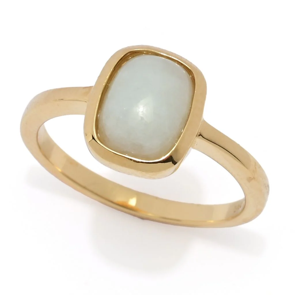Far East Jewelry 14K Gold Plated Choice of Shape & Color Jade Stack Ring - Image 16